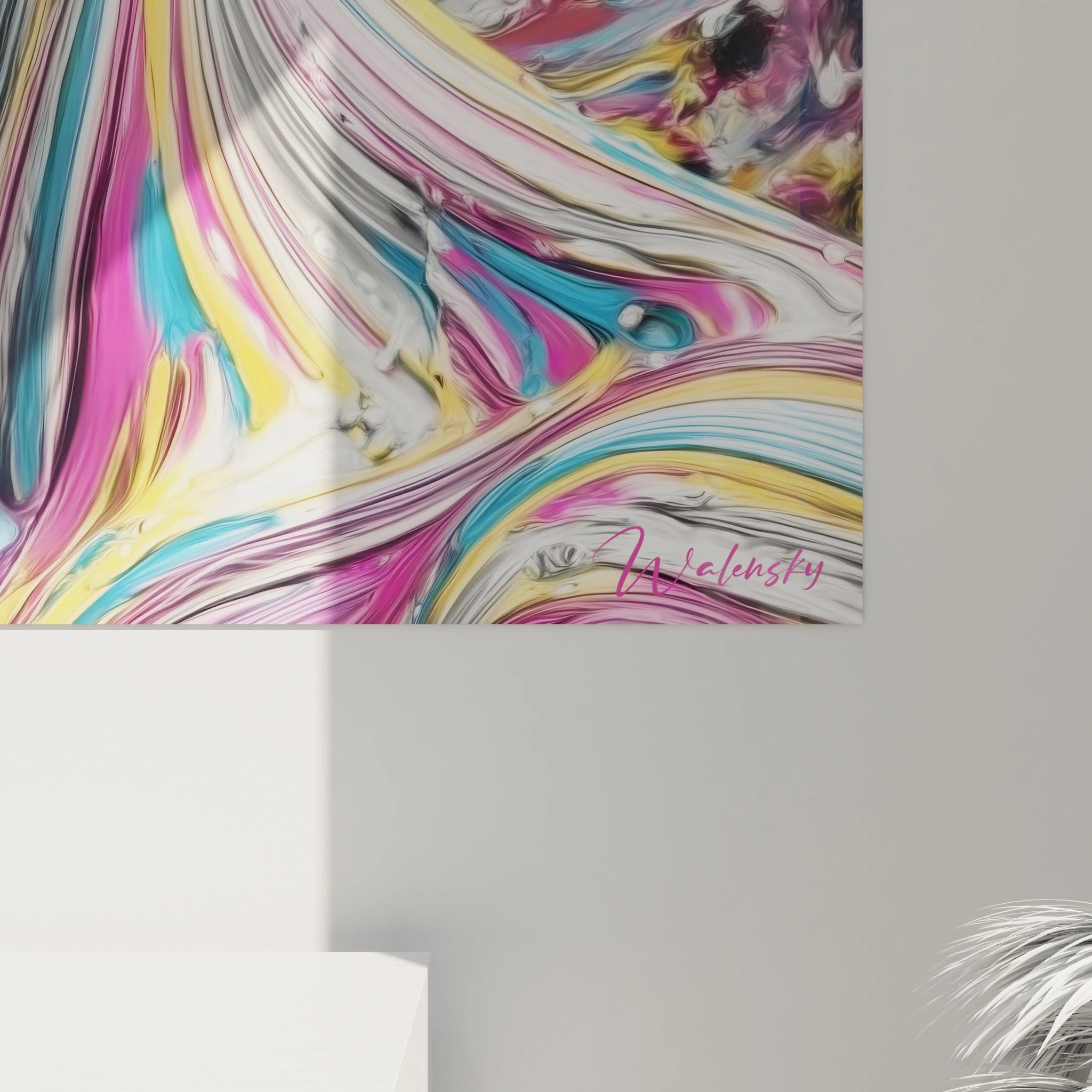 Tableau mural art masculin moderne aux couleurs vives avec des motifs abstraits par Walensky