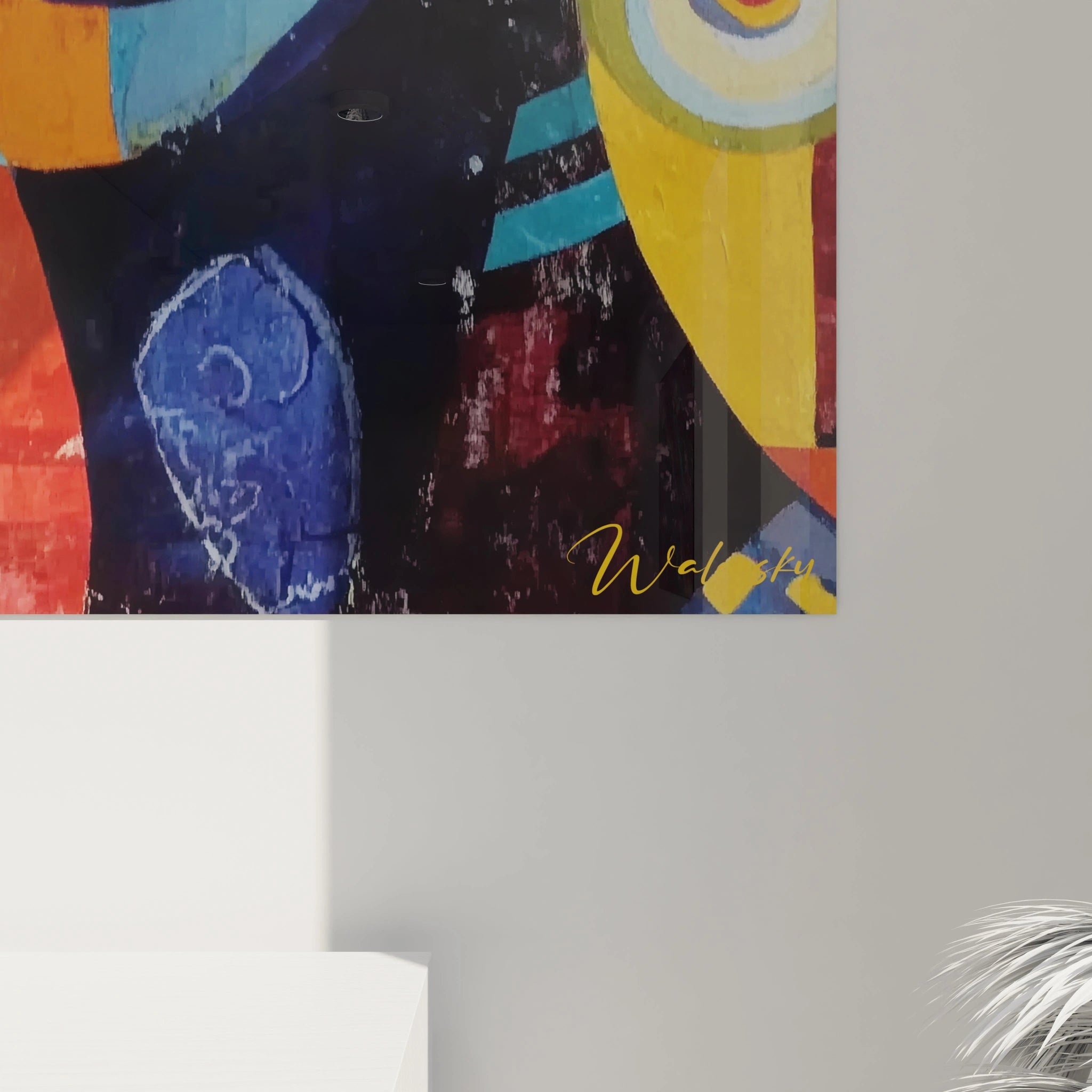 Tableau mural Walensky représentant un tableau masque africain coloré avec des formes abstraites