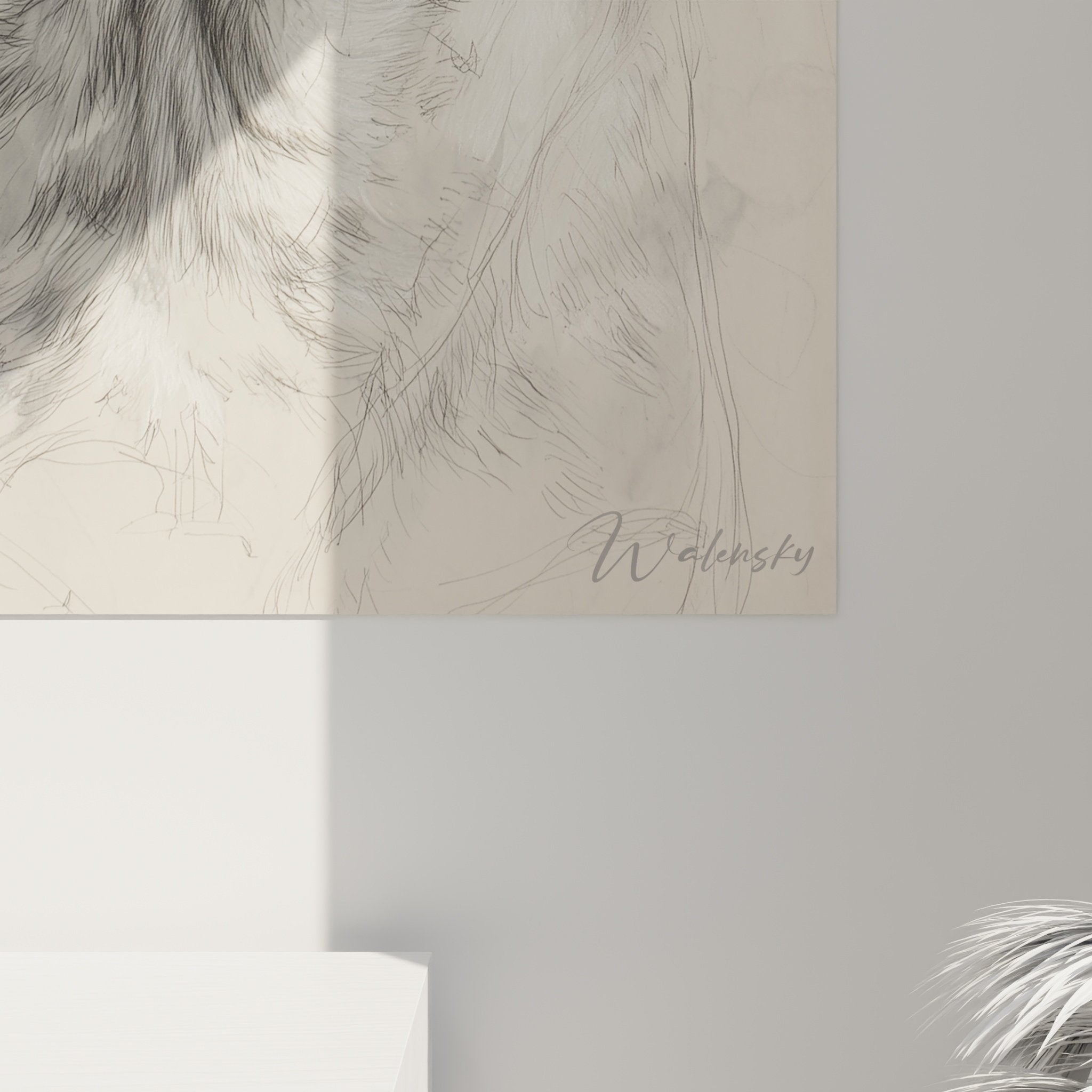 Englische Dogge Gemälde Wandperspektive Inneneinrichtung Dekoration Hundeporträt Monochrom elegant
