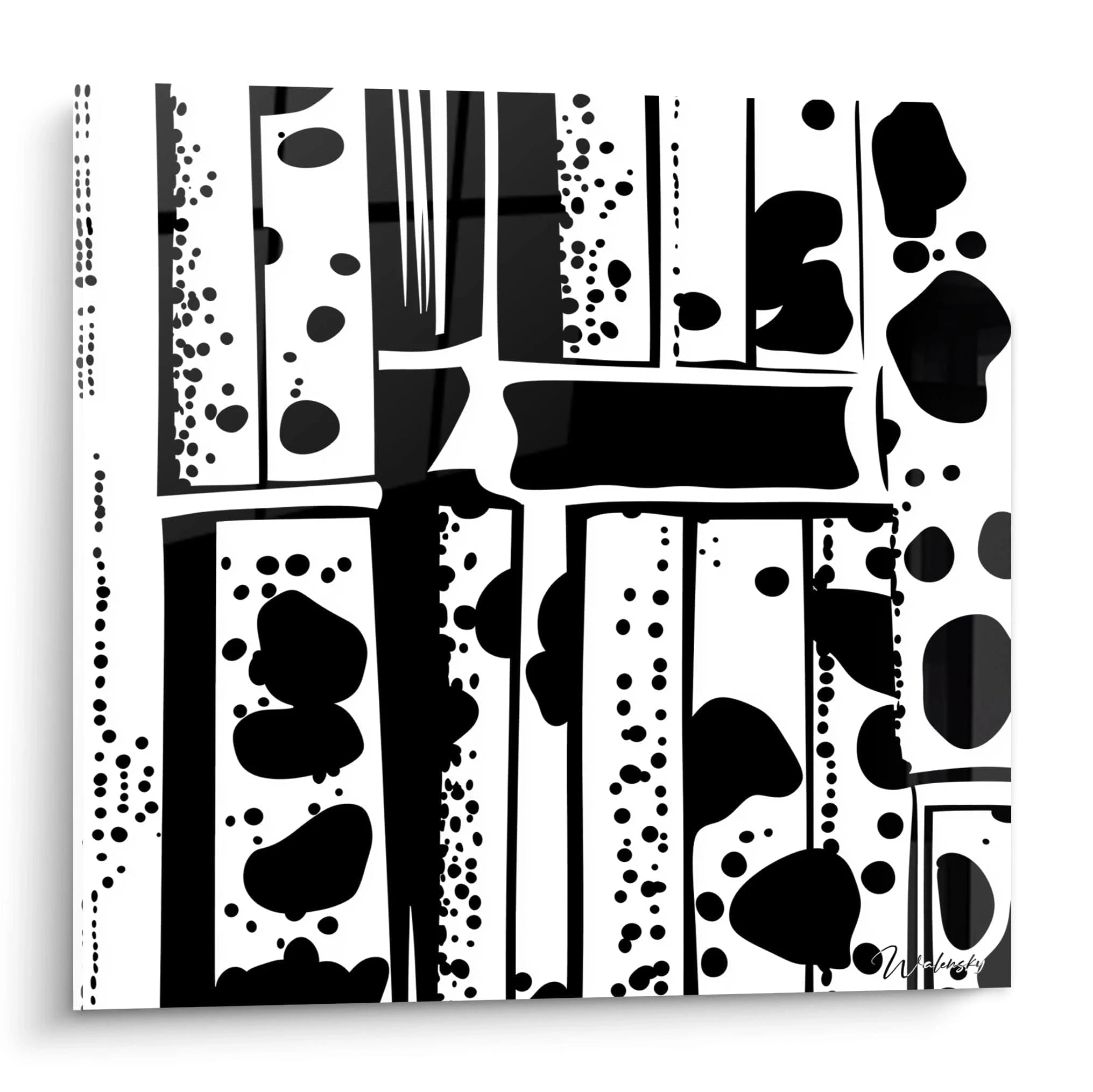 Tableau tacheté noir et blanc de Walensky avec un design moderne et artistique