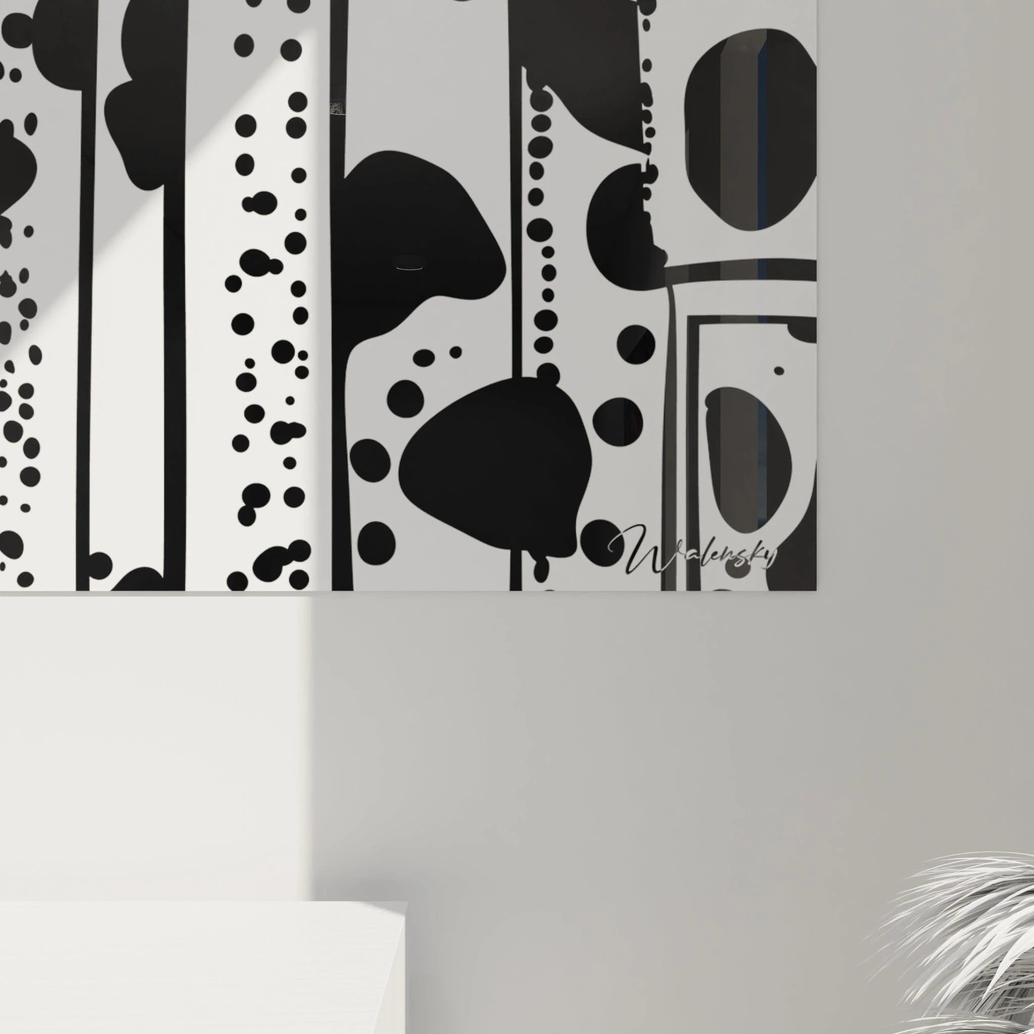 Tableau tacheté noir et blanc de Walensky avec motifs modernes pour décoration intérieure