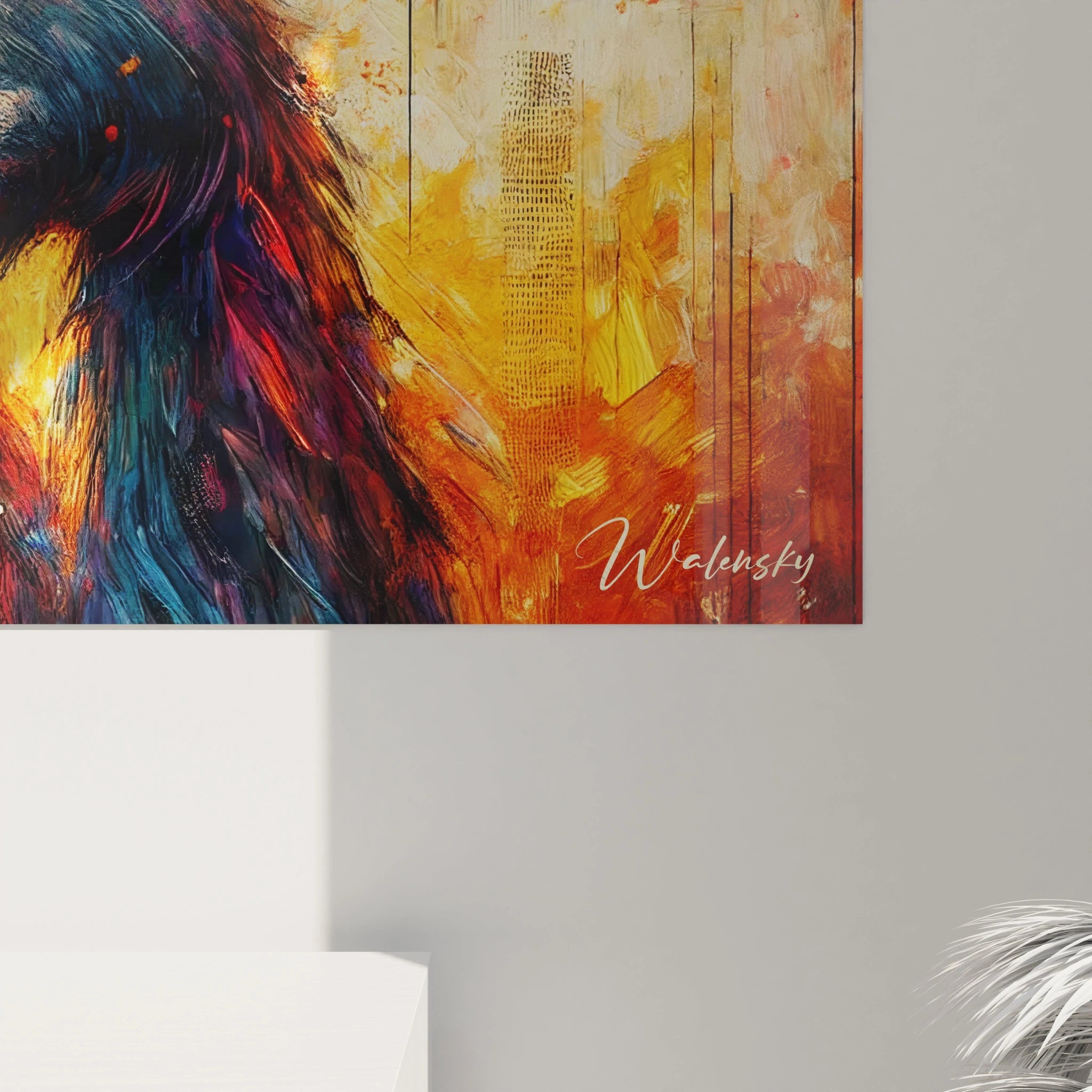 Cette vue de près du tableau singe met en valeur les détails précis du chimpanzé, accentuant les émotions et la texture de sa fourrure vibrante.