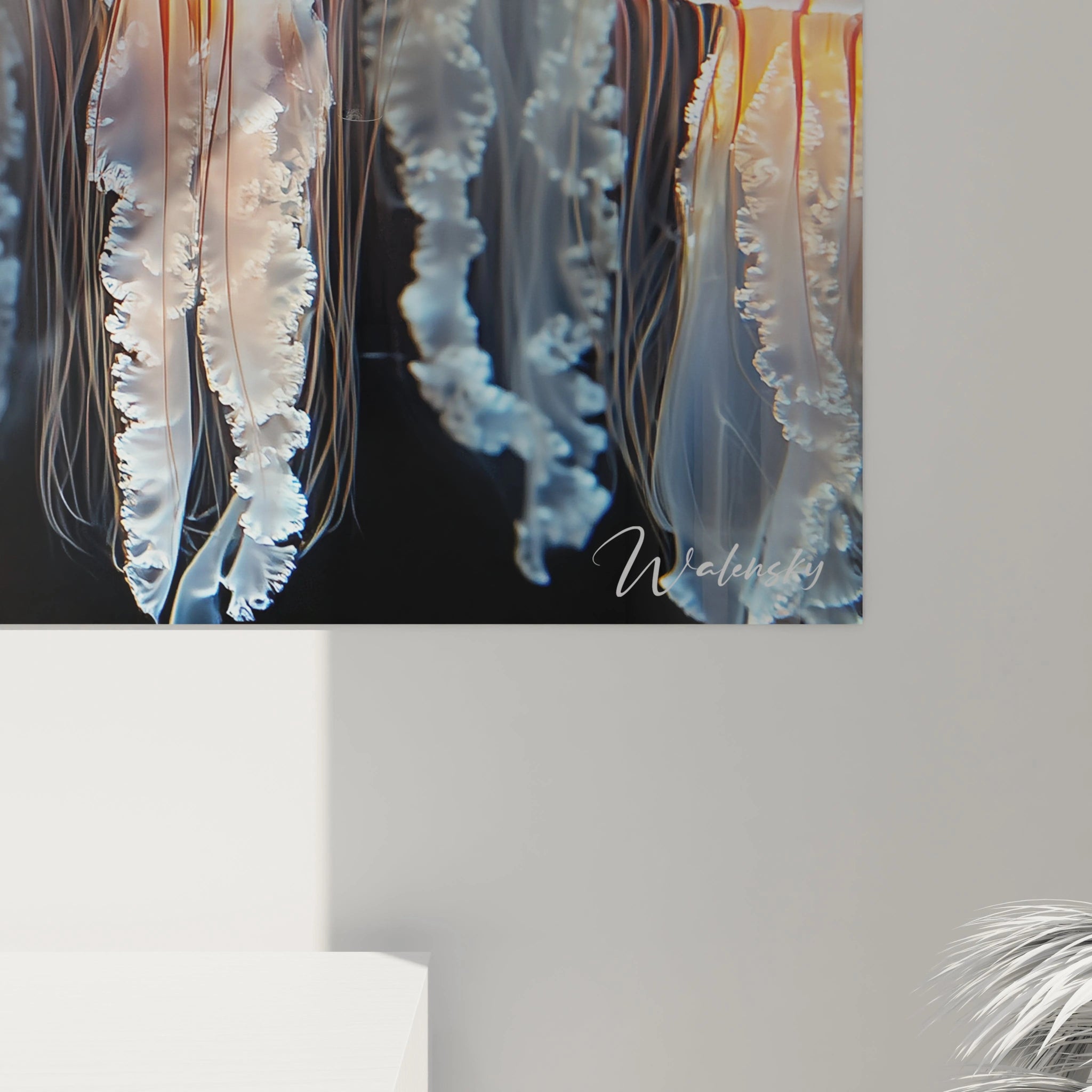 Tableau Walensky de méduses en noir avec détails lumineux pour décoration murale moderne