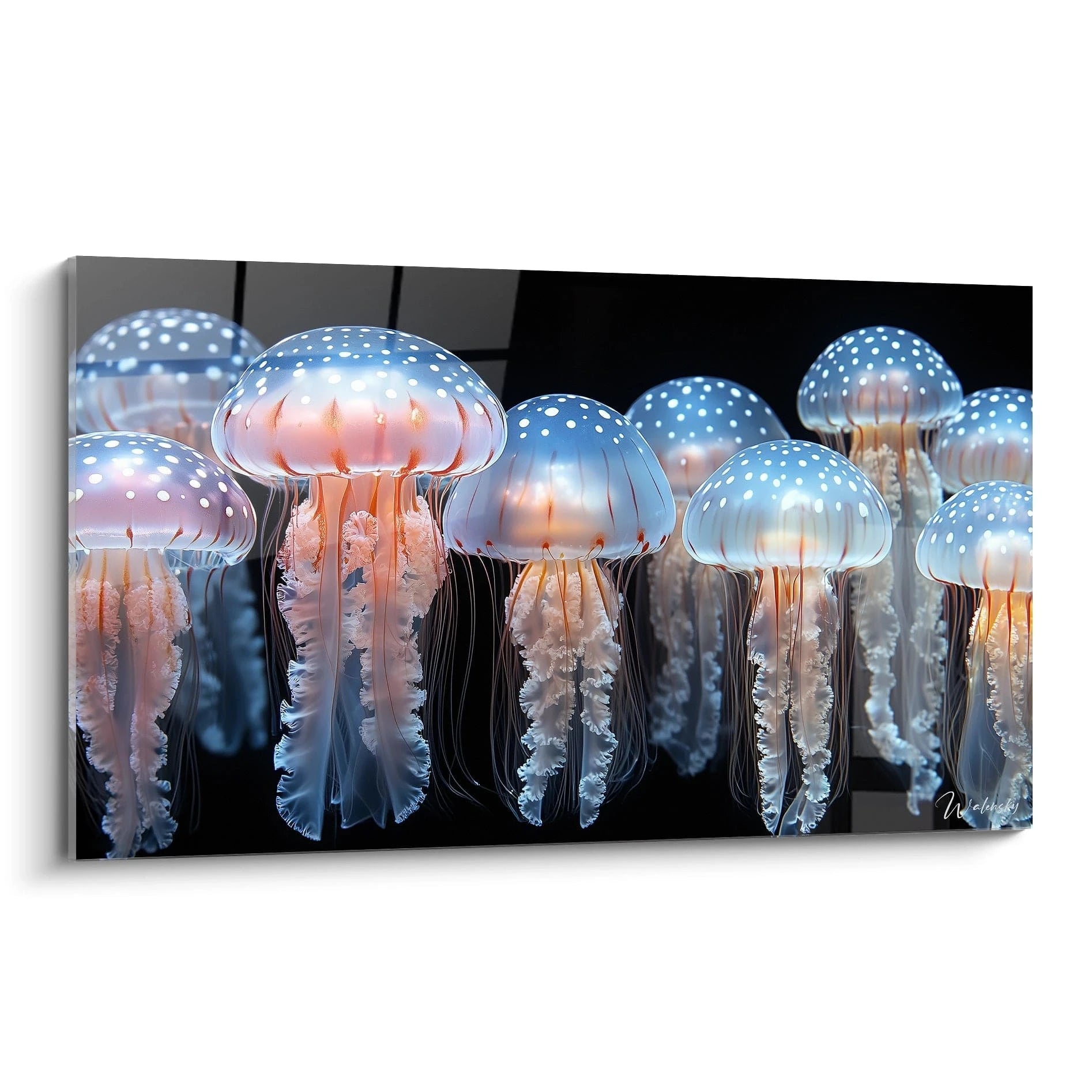 Tableau de méduses lumineuses sur fond noir par Walensky décoratif pour mur