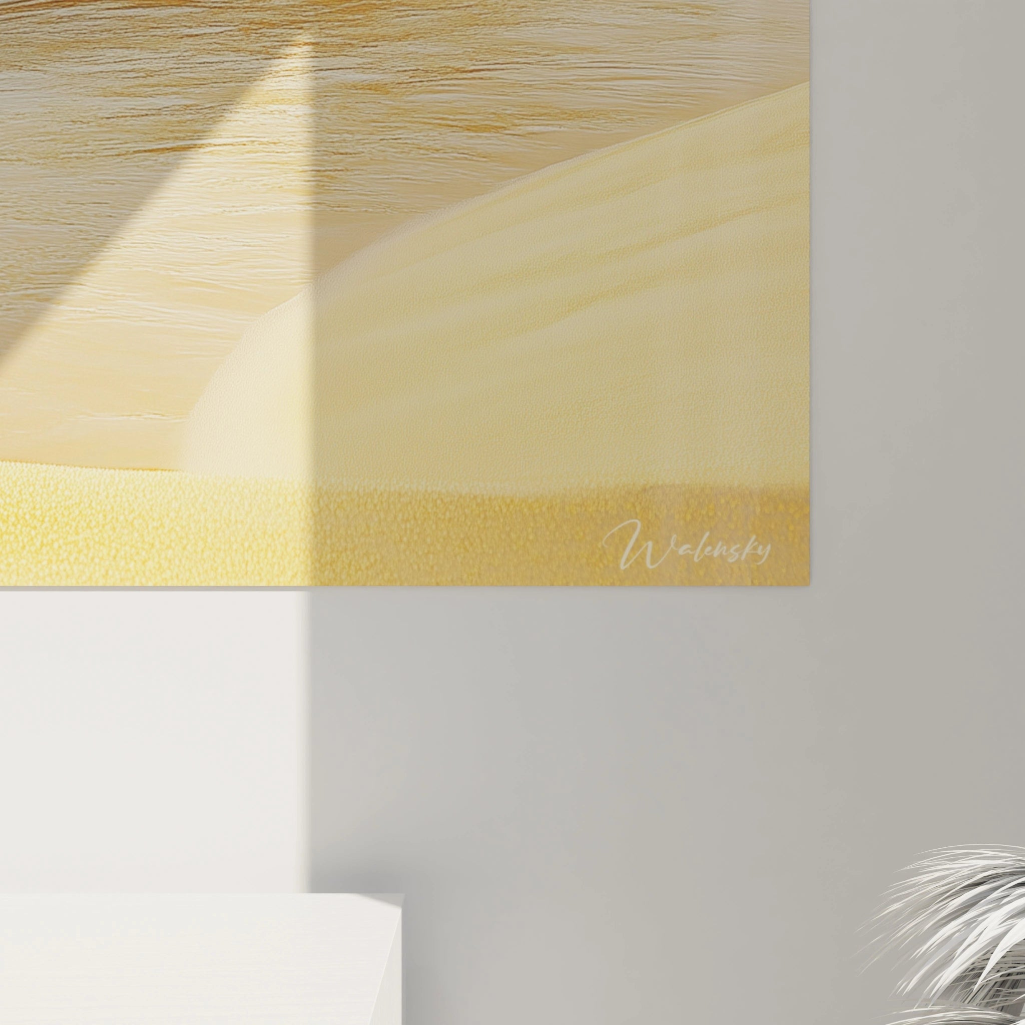 Tableau abstrait en texture jaune de Walensky, parfait pour décorer votre intérieur moderne