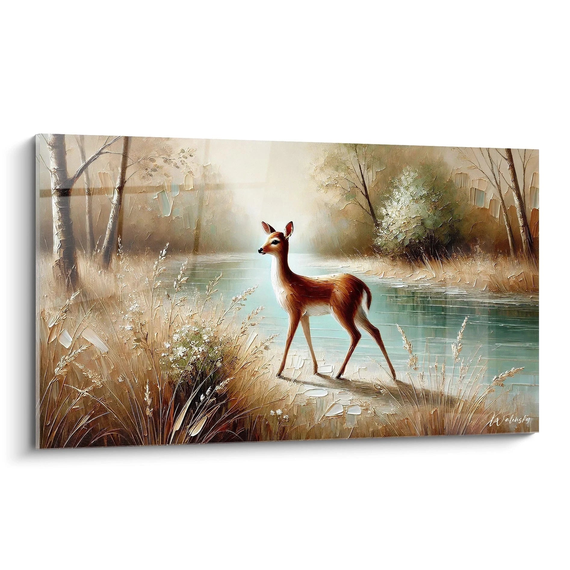 Ce tableau biche présente une beauté naturelle, capturant l'essence tranquille de la faune. Son élégance et son harmonie en font une œuvre parfaite pour tout intérieur.