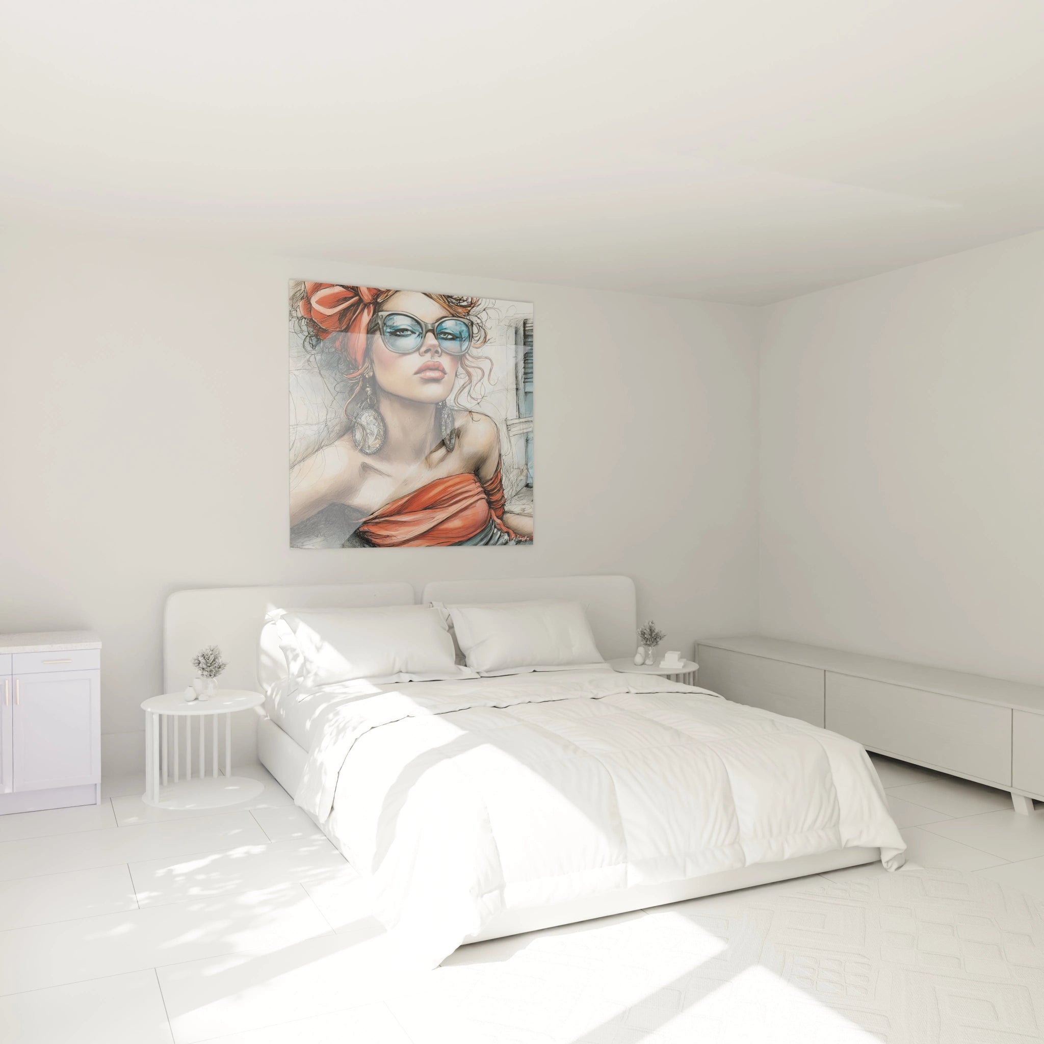 Tableau mural mode féminine de Walensky avec une femme stylée dans une chambre lumineuse