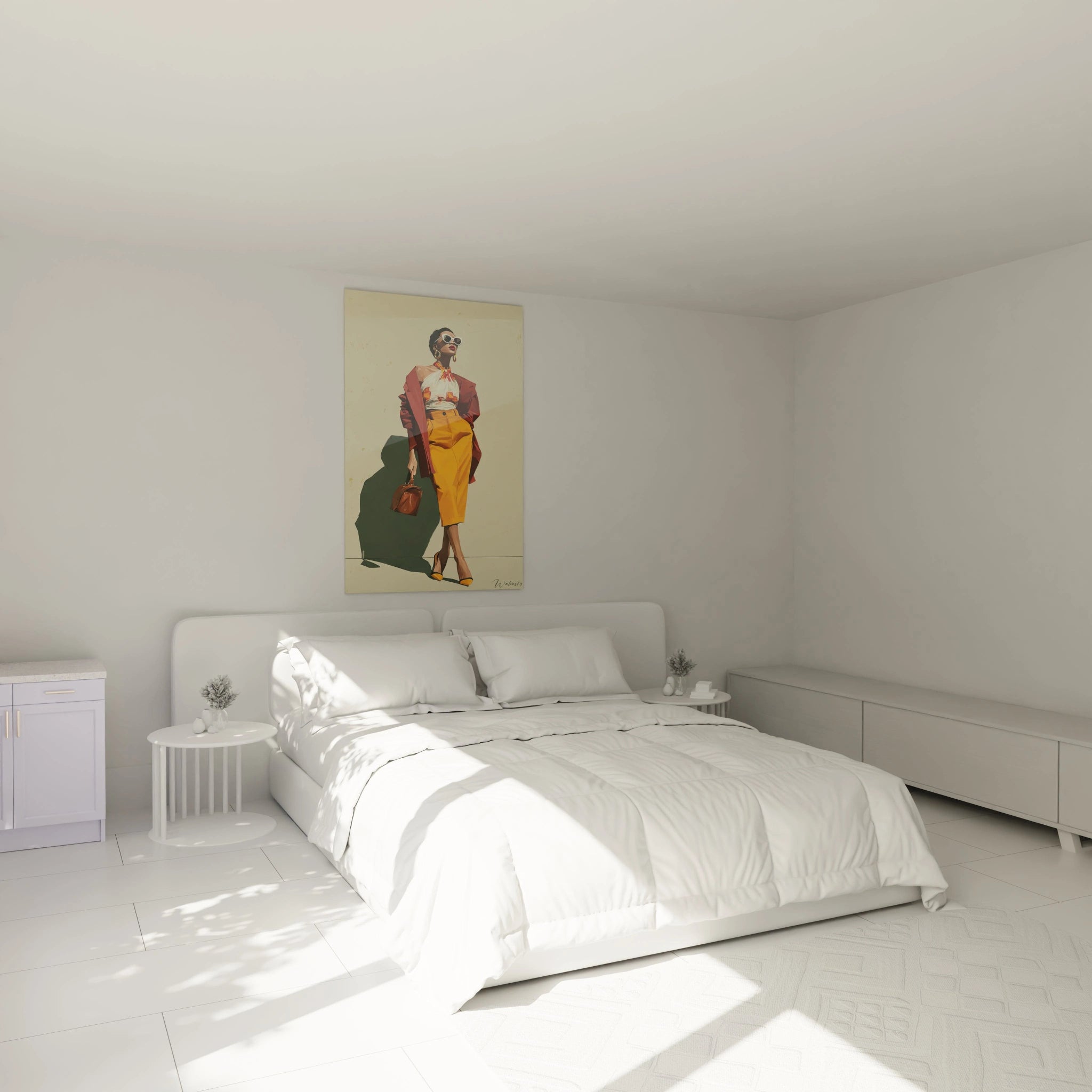 Tableau mural mode parisienne de Walensky avec une femme stylée dans une chambre lumineuse