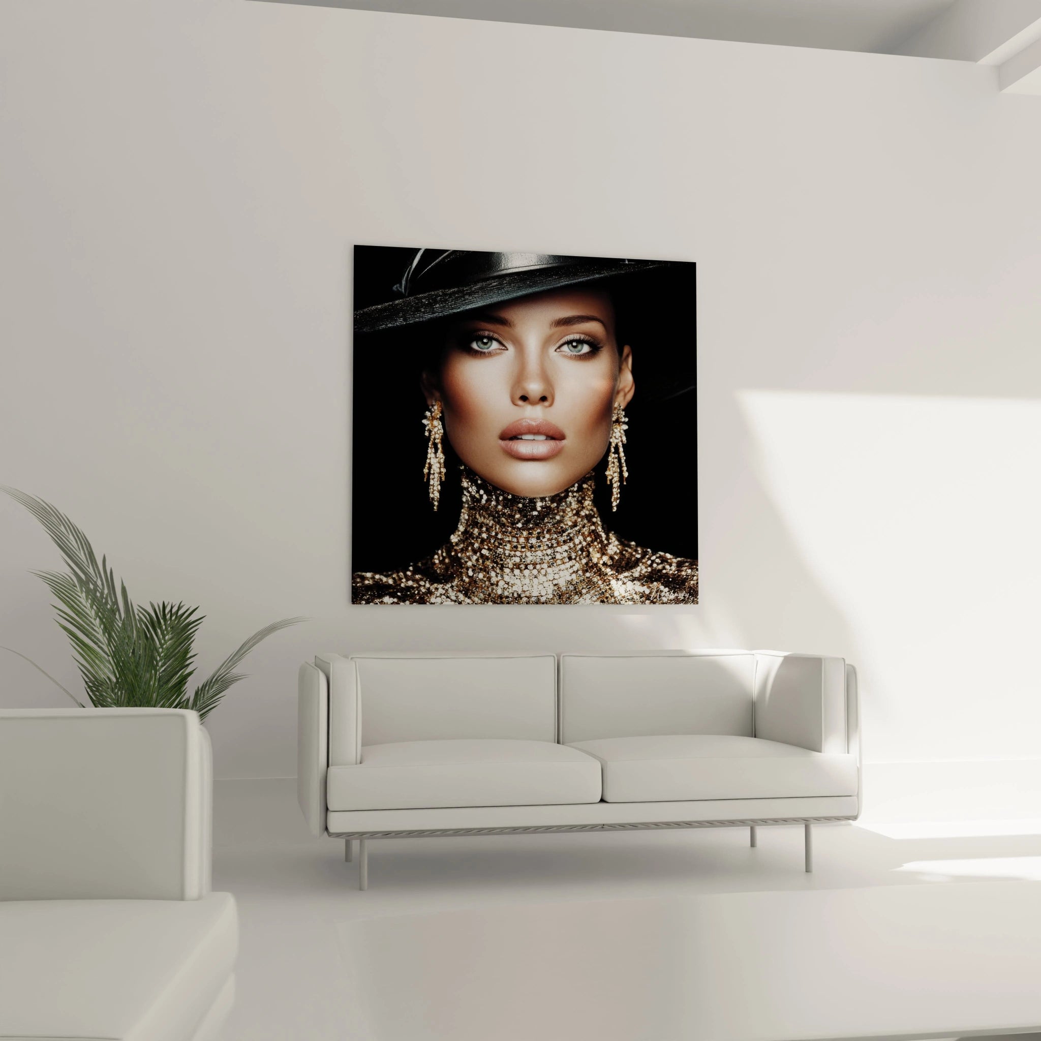 Tableau mode parisienne de Walensky présentant un portrait élégant d'une femme avec des accessoires brillants