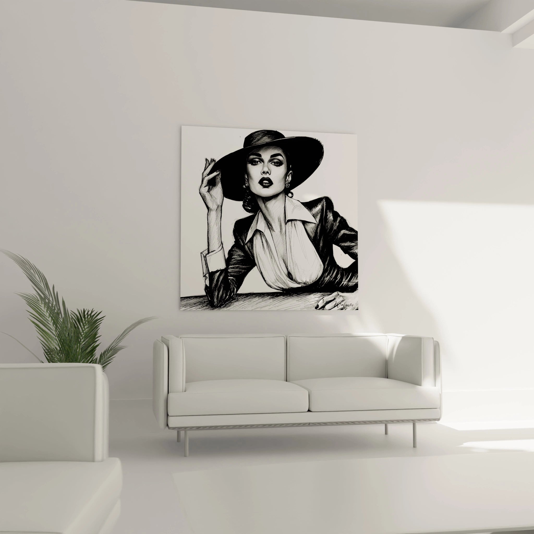 Tableau mode vintage parisienne de Walensky représentant une femme élégante avec un chapeau chic