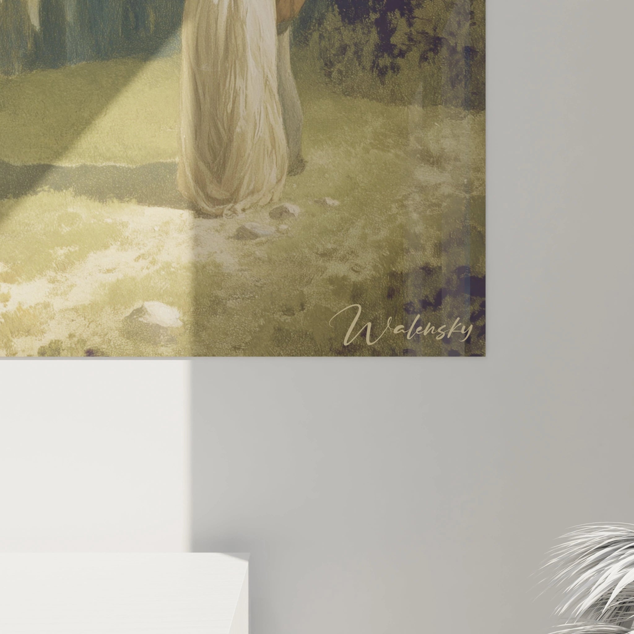 Tableau mural Walensky montrant détail de tableau montagne romantique avec silhouette en robe et lumière douce