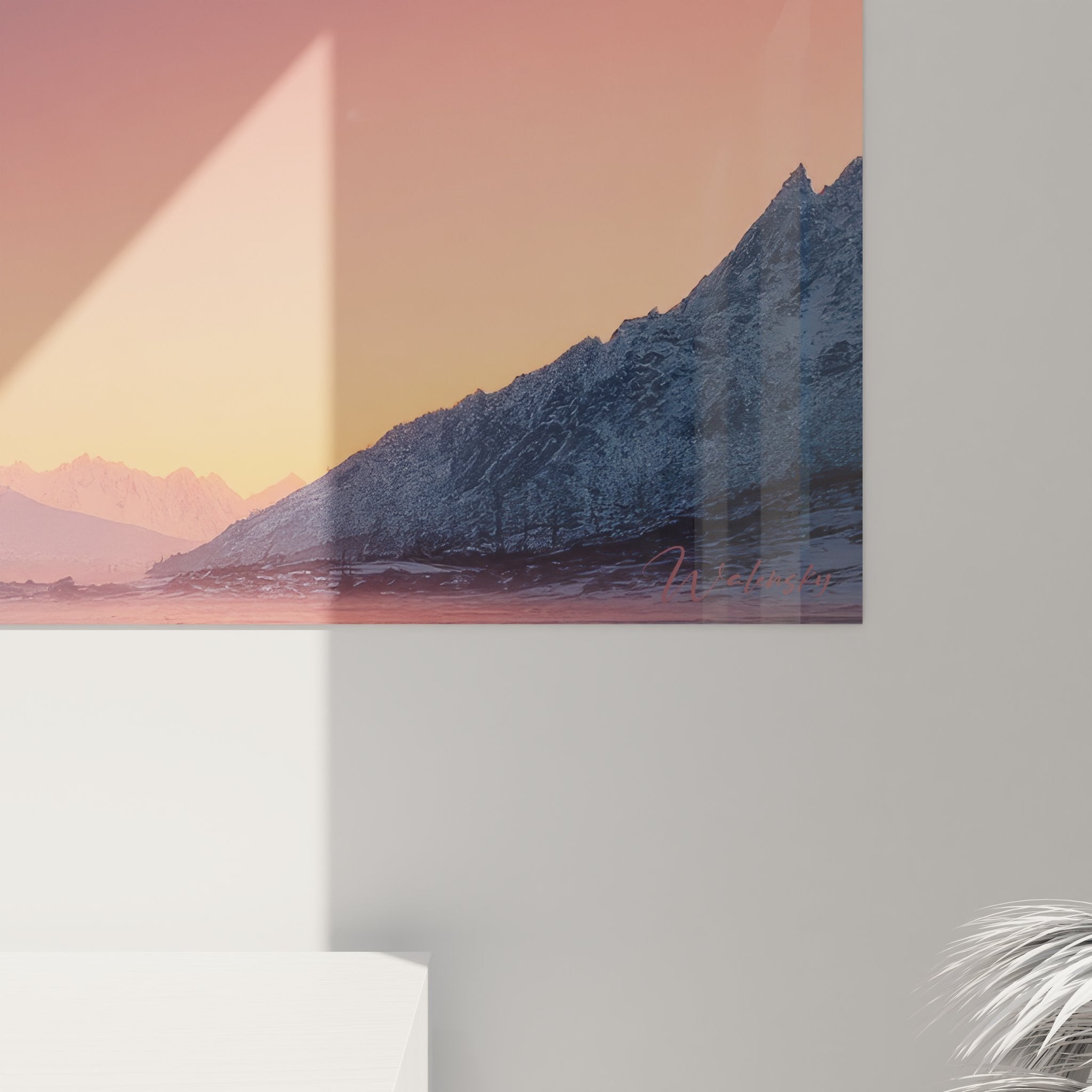 Vue ensemble tableau panorama montagne alpenglow décoration murale nature paysage alpin moderne élégant