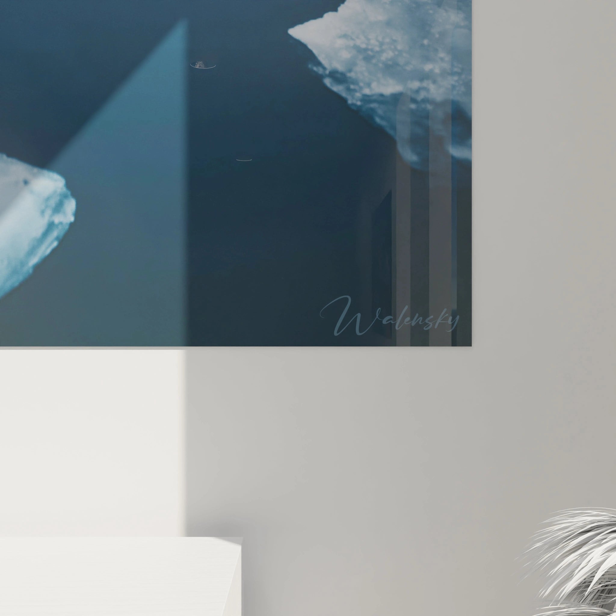 Tableau mural Walensky avec motif iceberg bleu et reflet minimaliste tableau montagne hiver pour salon contemporain