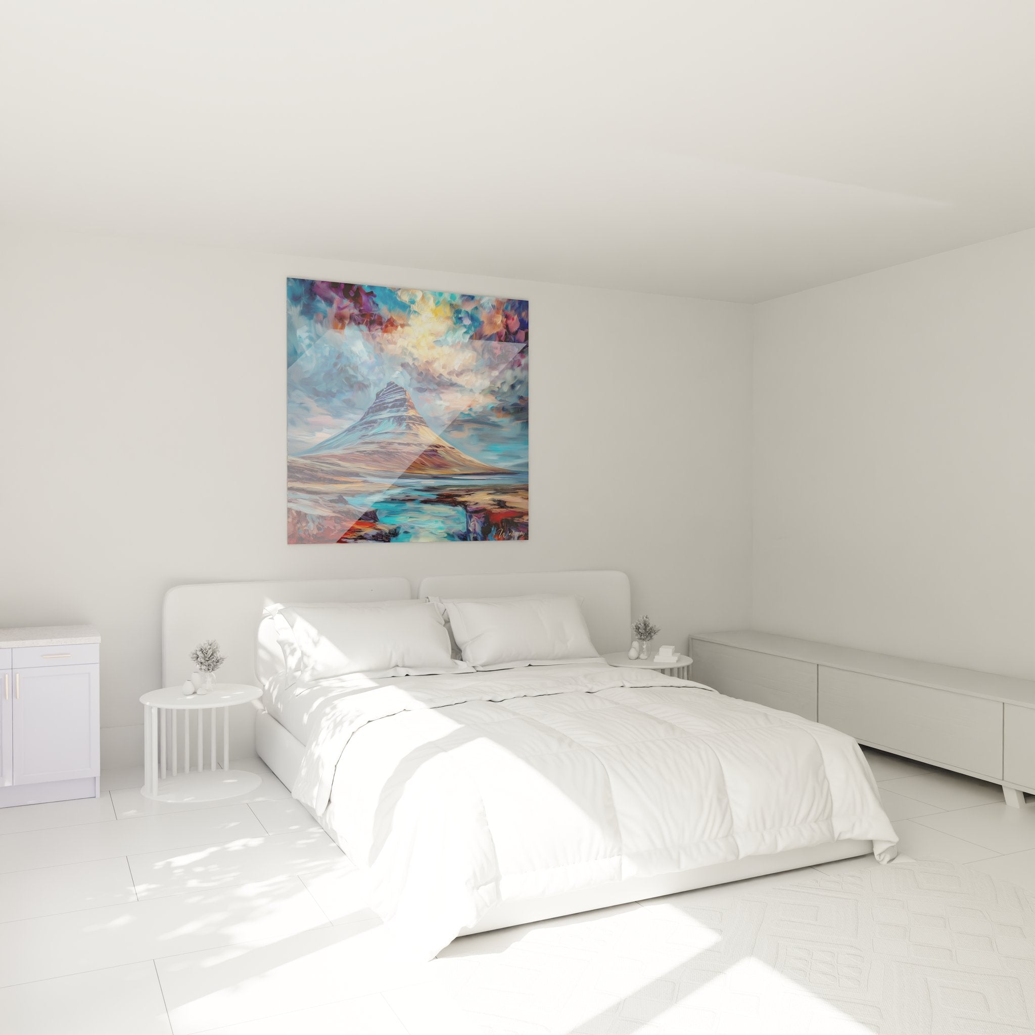 Tableau montagne volcanique Kirkjufell dans décoration chambre moderne