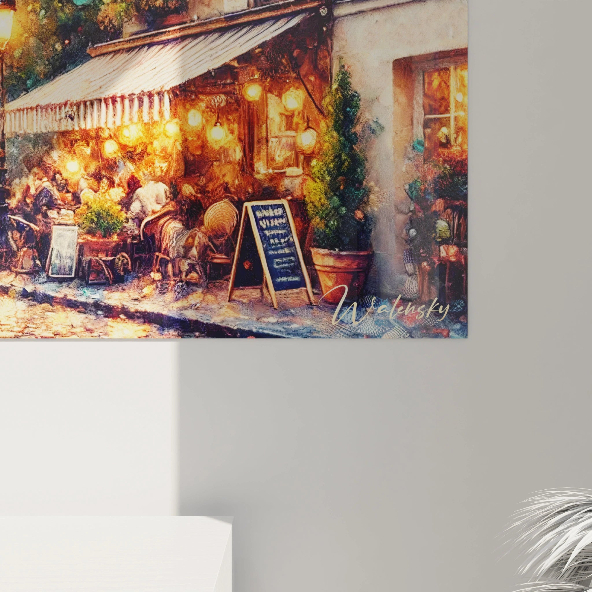 Vue rapprochée tableau Montmartre révèle des détails impressionnistes uniques. Les coups de pinceau texturés immortalisent l’effervescence bohème et la lumière dorée des ruelles de Montmartre.