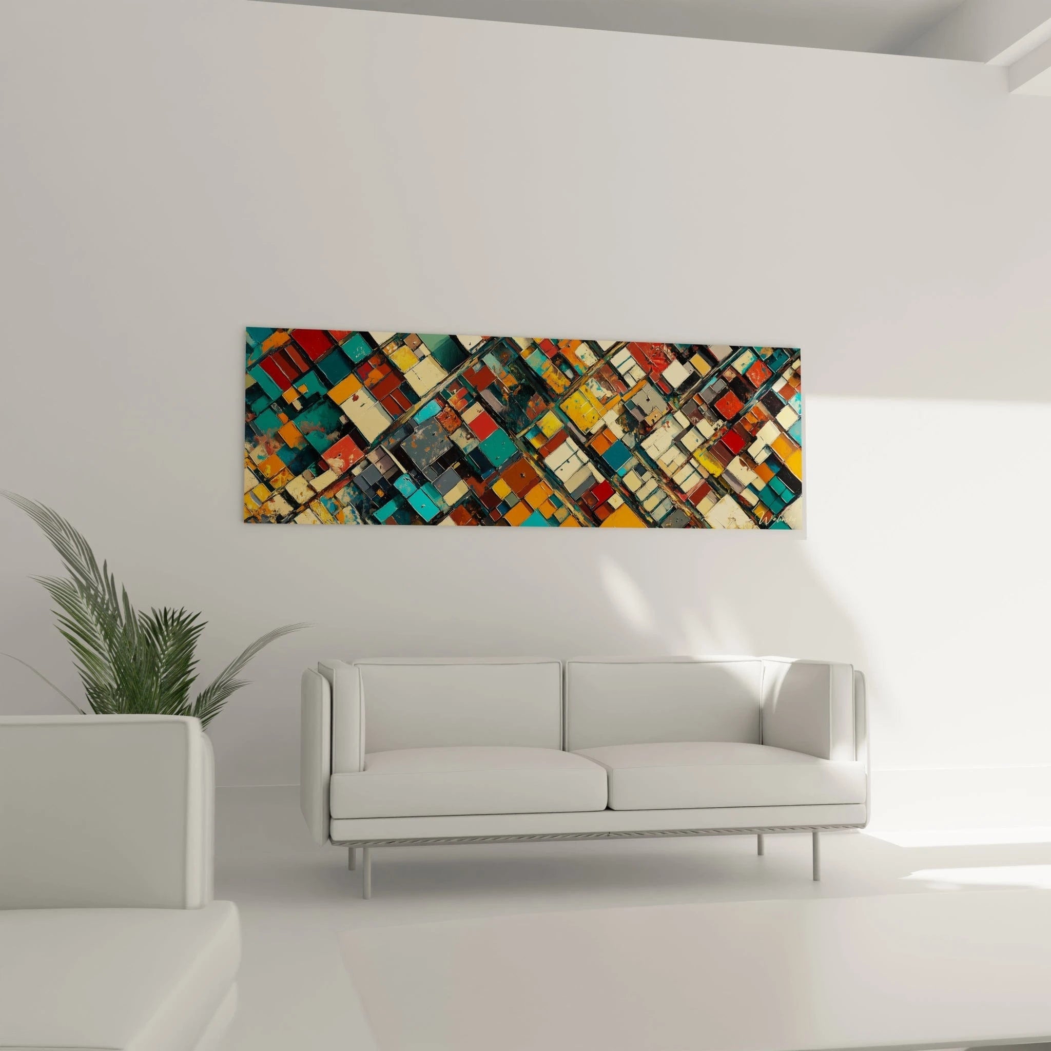 Tableau cubisme abstrait Walensky avec des formes colorées pour décorer votre intérieur