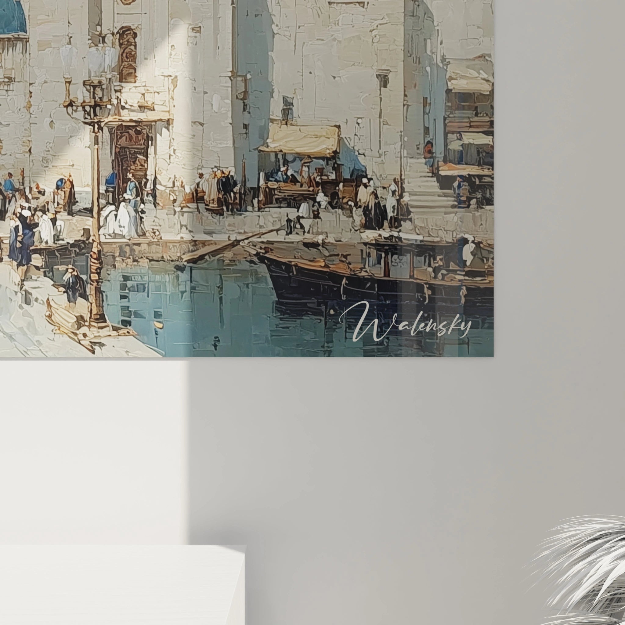 Tableau mural Walensky montrant un port animé devant une mosquée ambiance historique et décorative tableau mosquée orientalisme