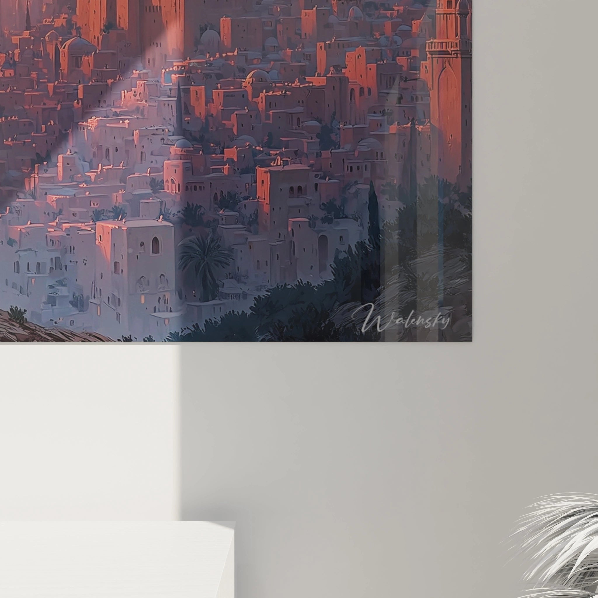 Tableau mural Walensky représentant une cité ottomane au coucher de soleil avec tableau mosquée ottoman