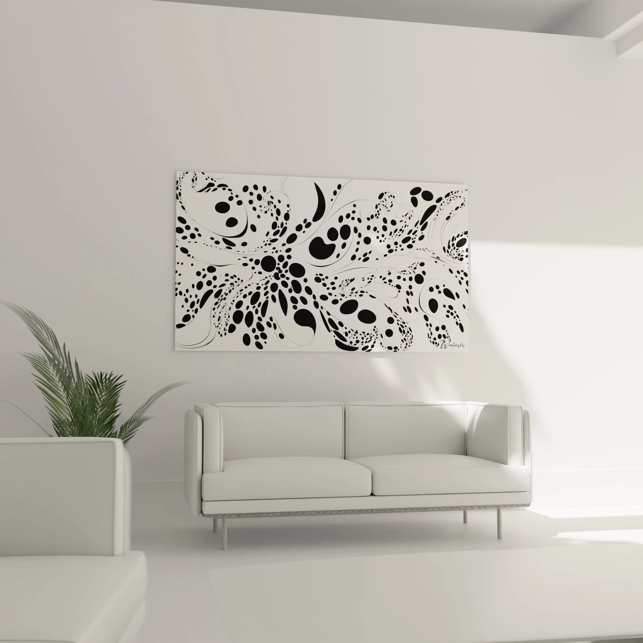Tableau tacheté noir et blanc de Walensky, idéal pour décorer des espaces modernes