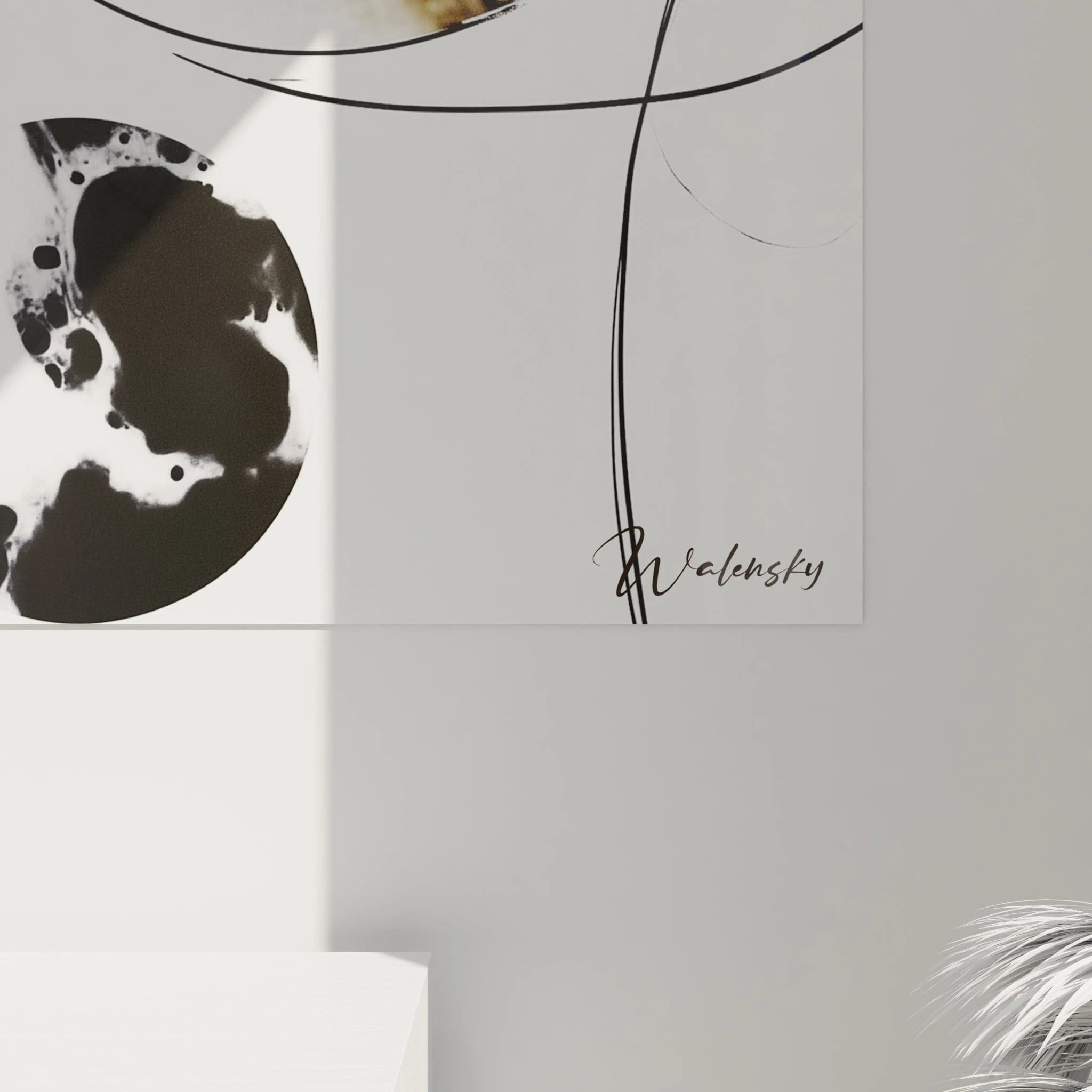 Tableau tacheté noir et blanc de Walensky avec des motifs modernes pour une décoration élégante