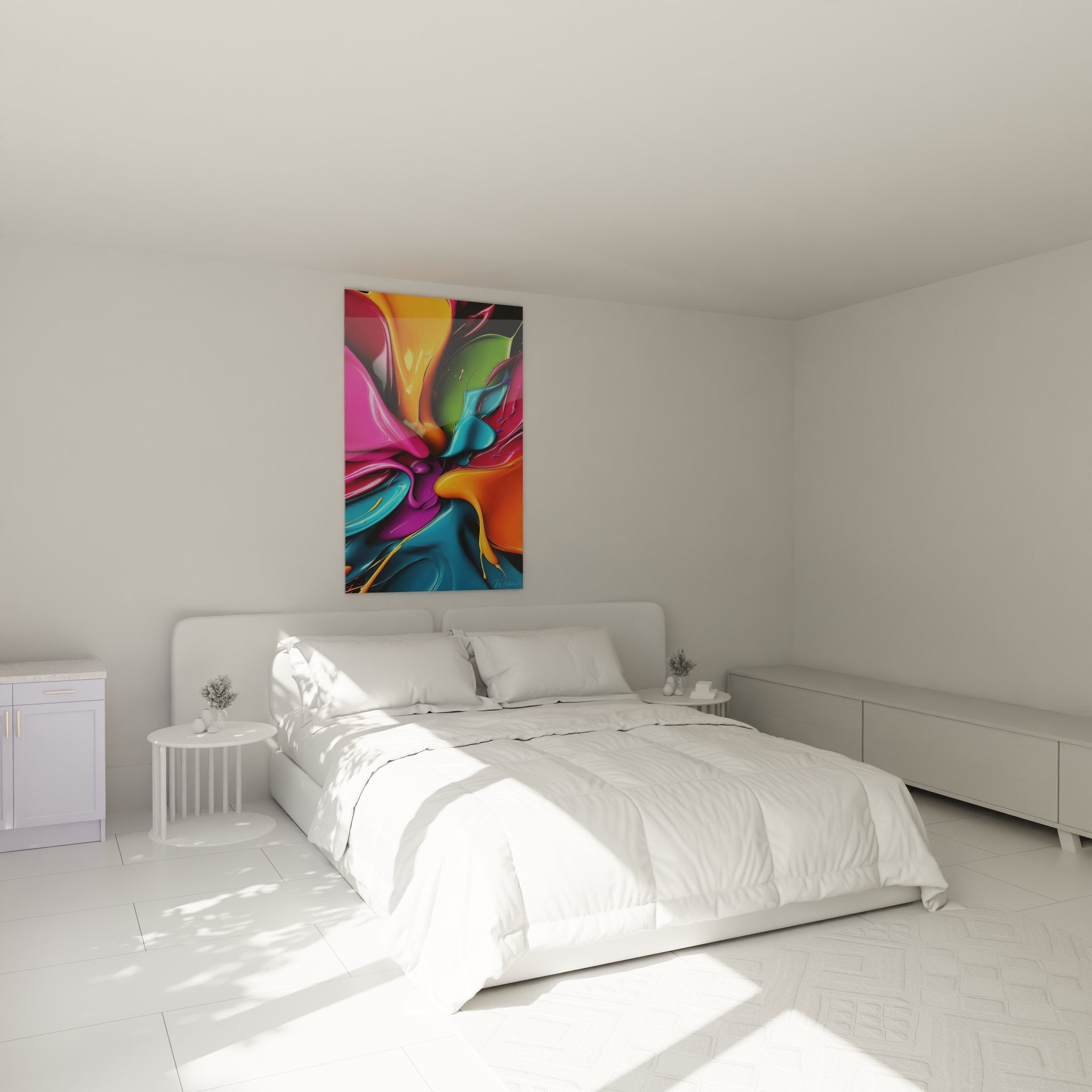 Tableau mural couleurs vives chambre moderne décoration abstraite ambiance contemporaine
