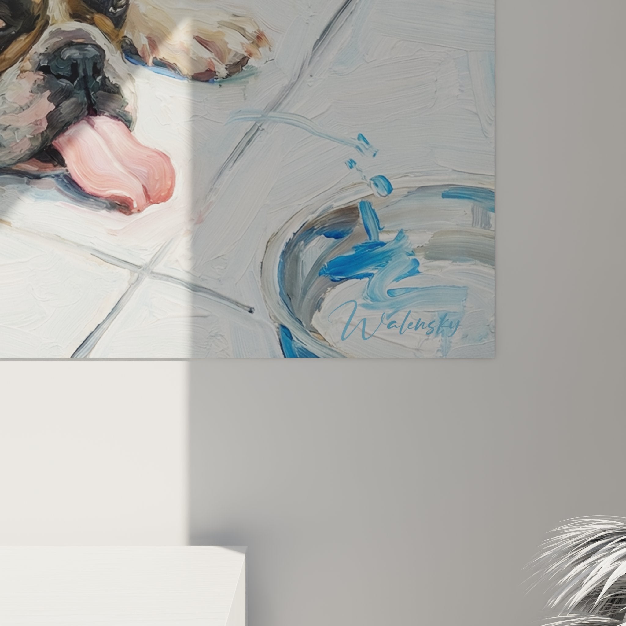 wandbild französische bulldogge wohnzimmer inneneinrichtung moderne dekoration hundekunst haustier
