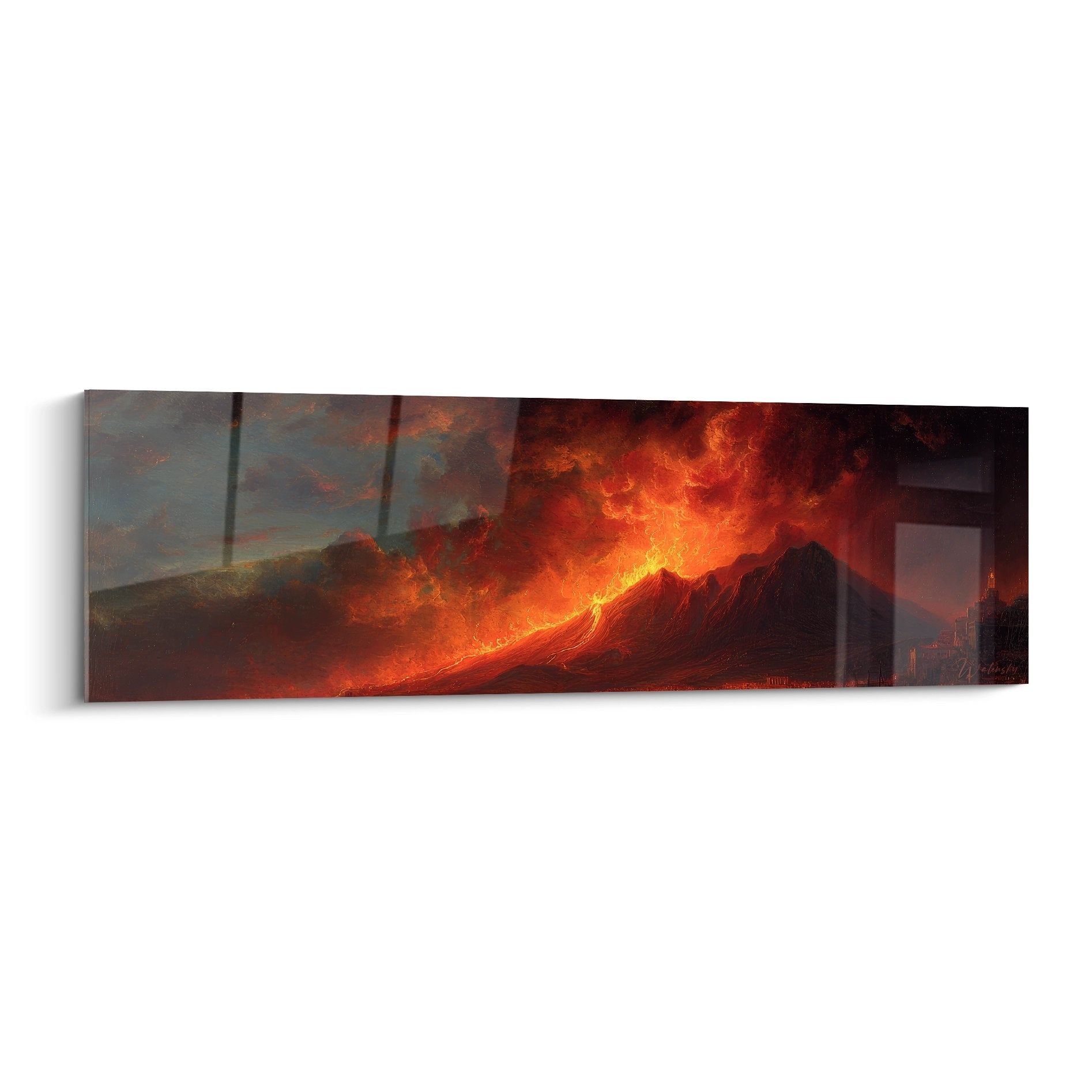 Tableau mural éruption volcanique apocalyptique flammes rougeoyantes art volcanique décoration