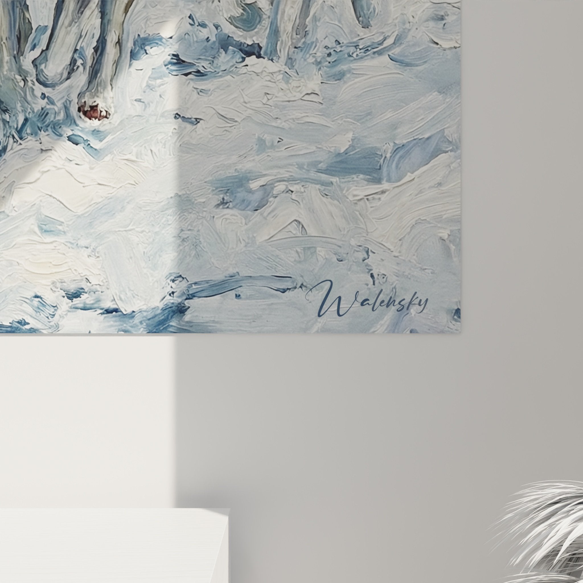Tableau husky sibérien attelage polaire décoration intérieur mur course chiens neige art animalier