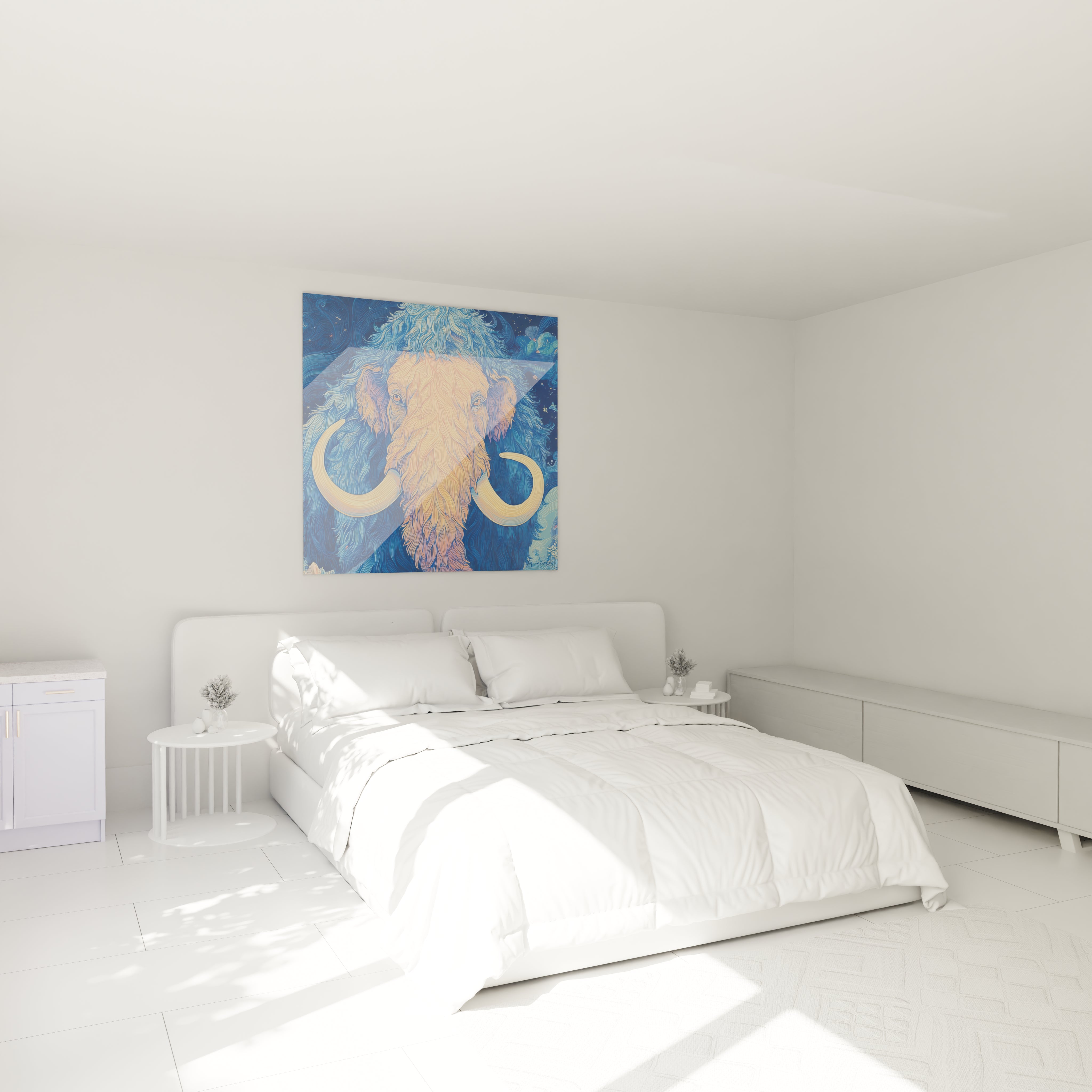 Tableau mural mammouth laineux dans chambre moderne - décoration style post-impressionniste