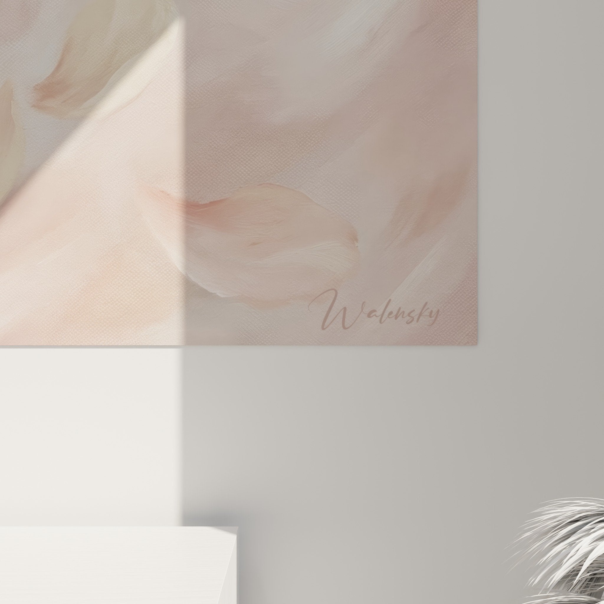 Tableau mural salamandre tons roses poudrés salon moderne decoration nature poetique