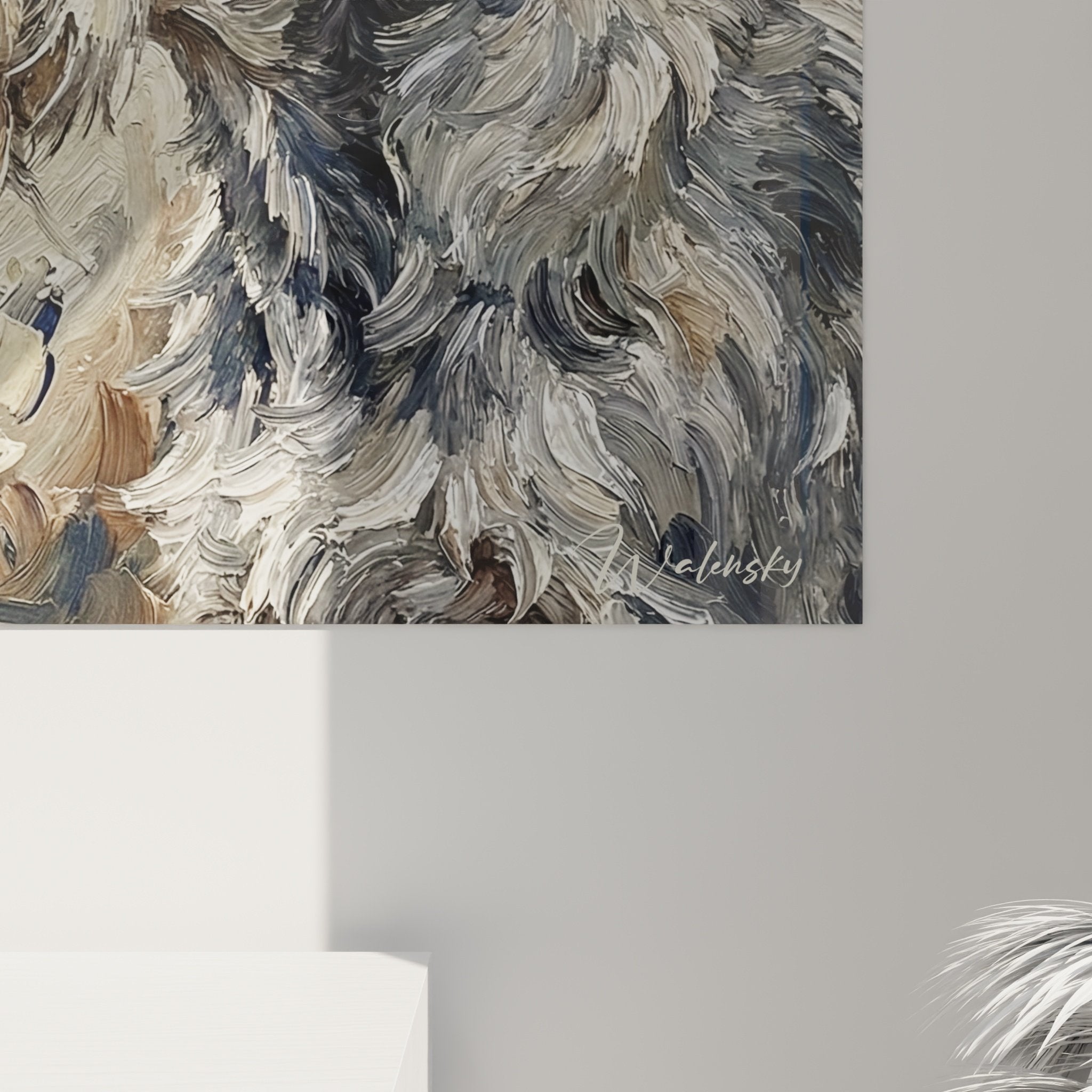 Vue d'ensemble du tableau Scottish Terrier dans un intérieur contemporain élégant