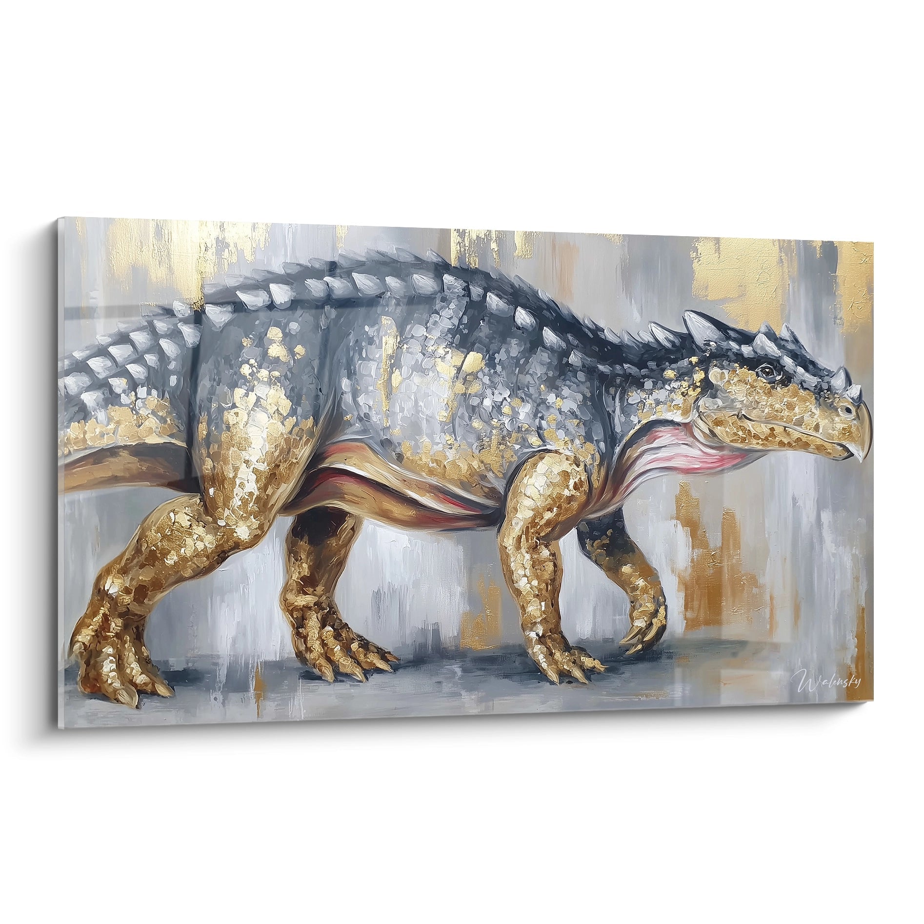 Tableau mural Scutosaurus doré avec détails luxueux et finitions artistiques modernes