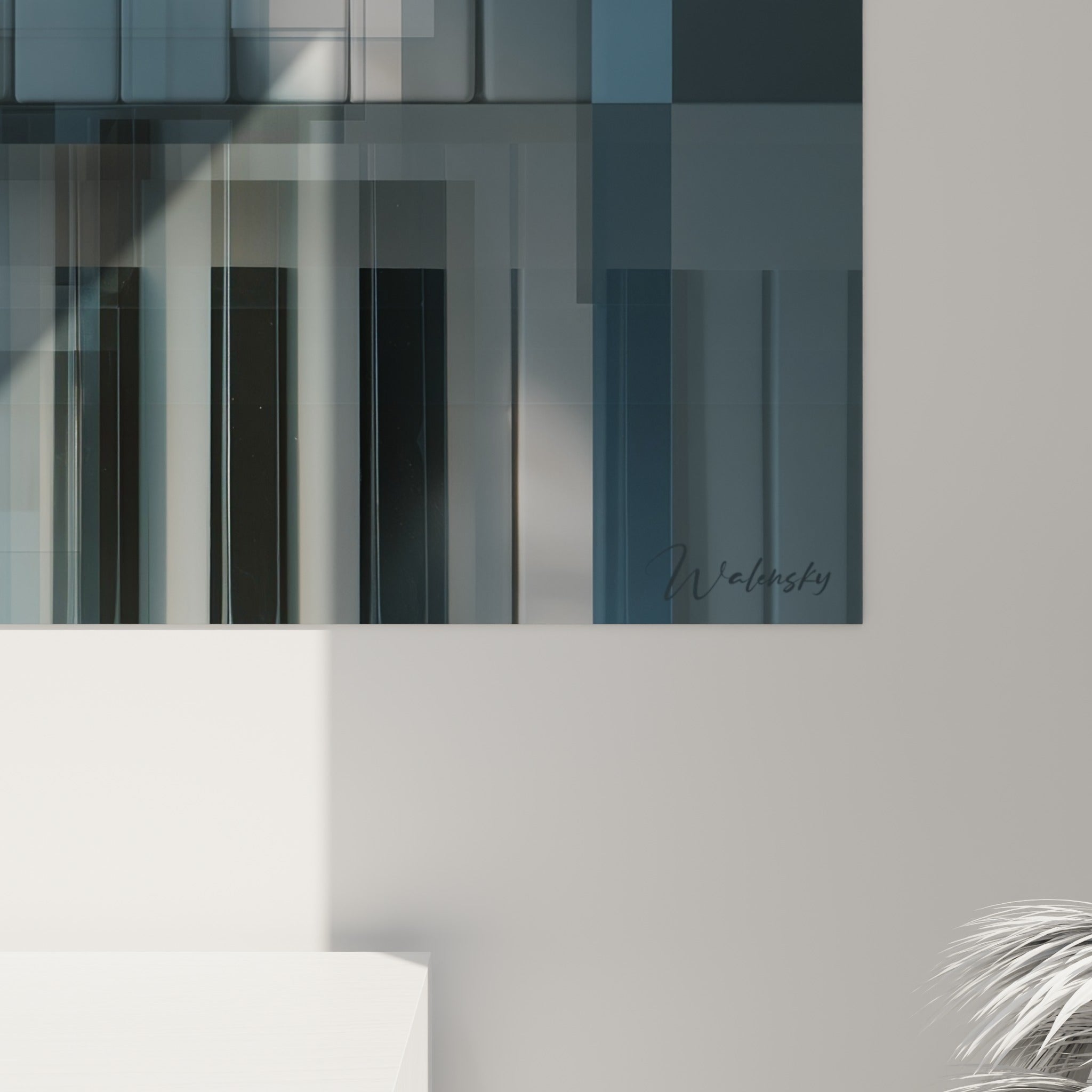 Détail de l'impression du tableau Musique, grain fin sur les transitions bleu marine et gris fumé