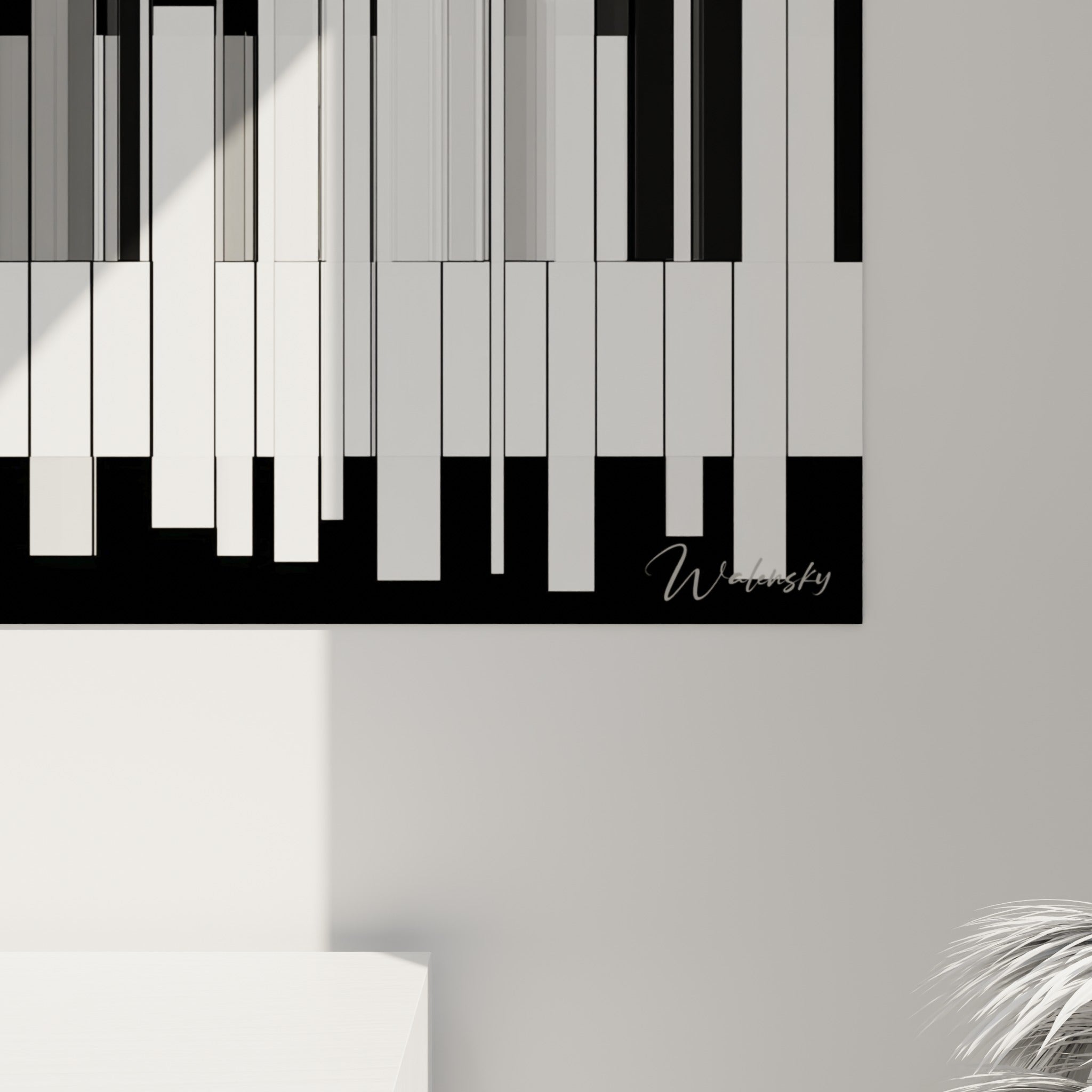Reflets et transparences des touches noires et blanches visibles de près, matière brillante et nette