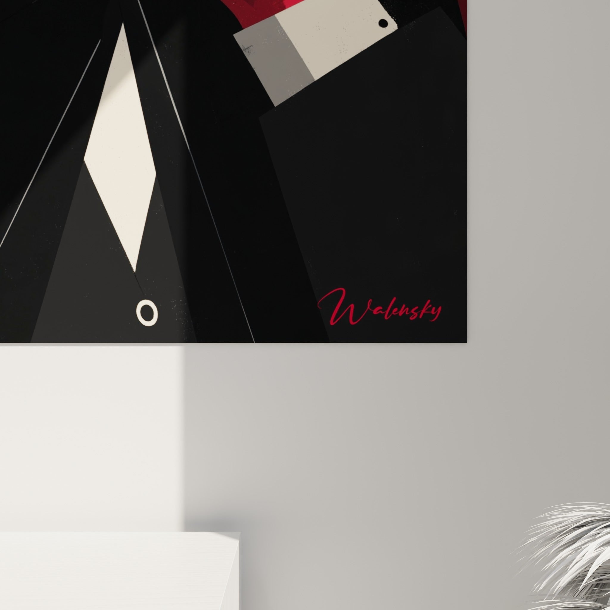 Empâtements rouge fauve et noir profond sur les touches du piano, matière graphique visible de près