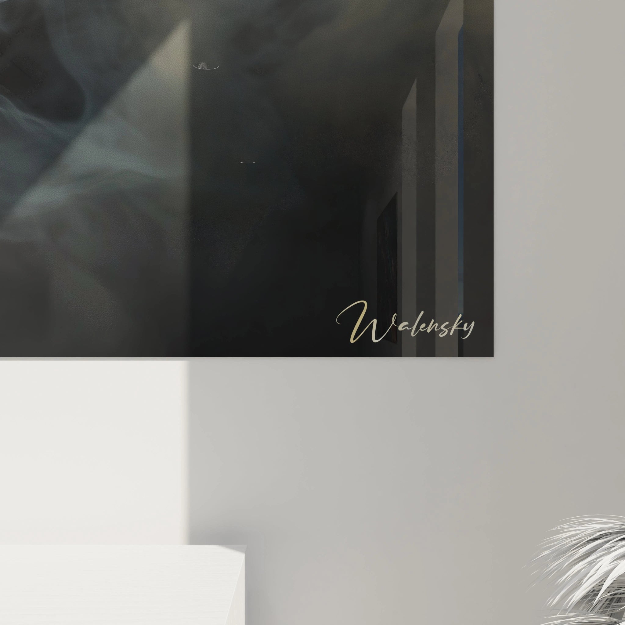 Ce tableau Narcisse nature capture une fleur jaune et blanche en gros plan, entourée d’un effet de brouillard. La netteté des pétales ressort sur un arrière-plan texturé et contrasté.