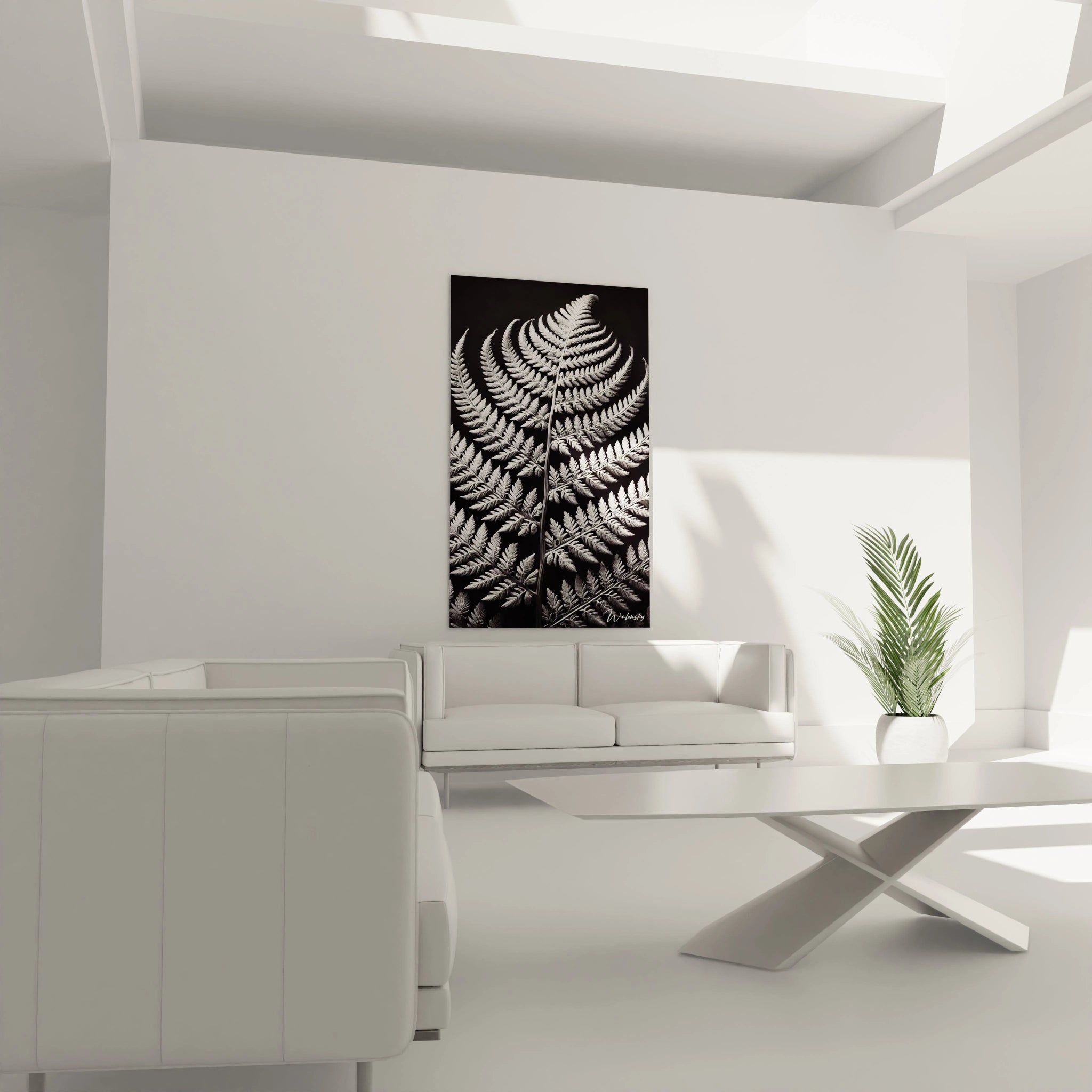 Tableau Nature en verre acrylique au-dessus d'un canapé dans un salon - Art mural impressionnant et contemporain - Décoration intérieure inspirée par la nature pour salon - Tableau de grande taille et impression haute définition - Élément décoratif raffiné pour salon moderne