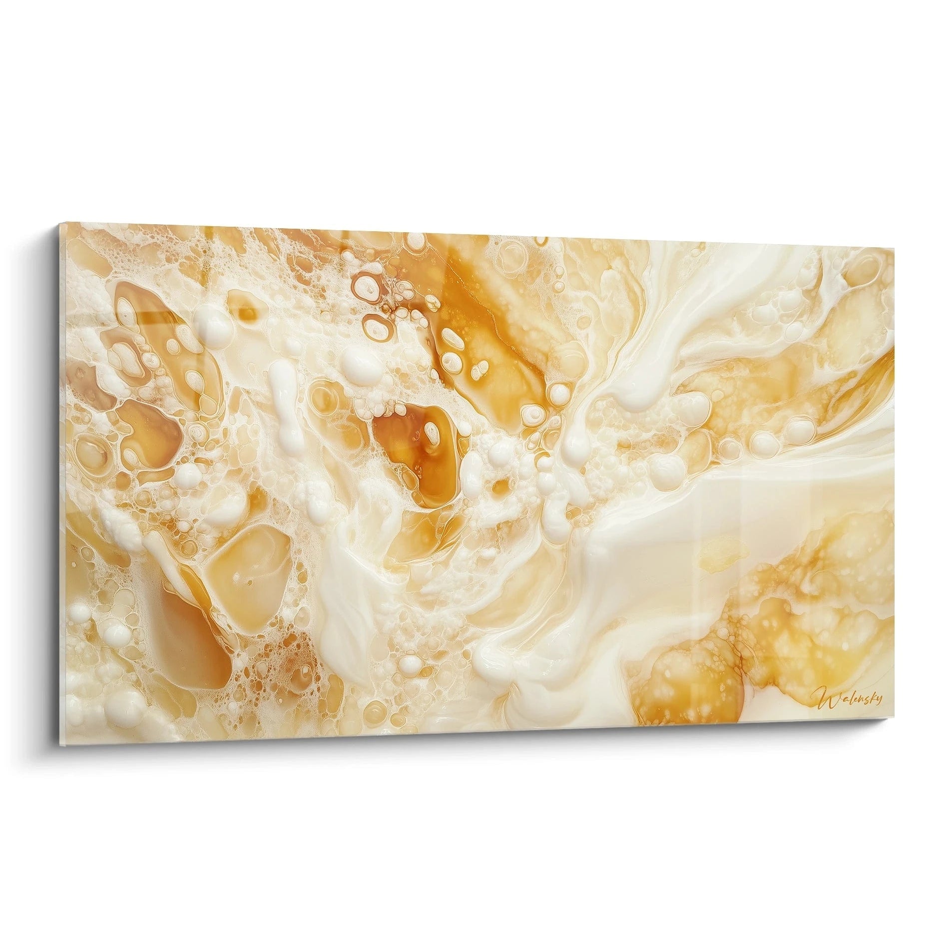 Tableau abstrait en texture crème et caramel de Walensky pour une décoration murale moderne