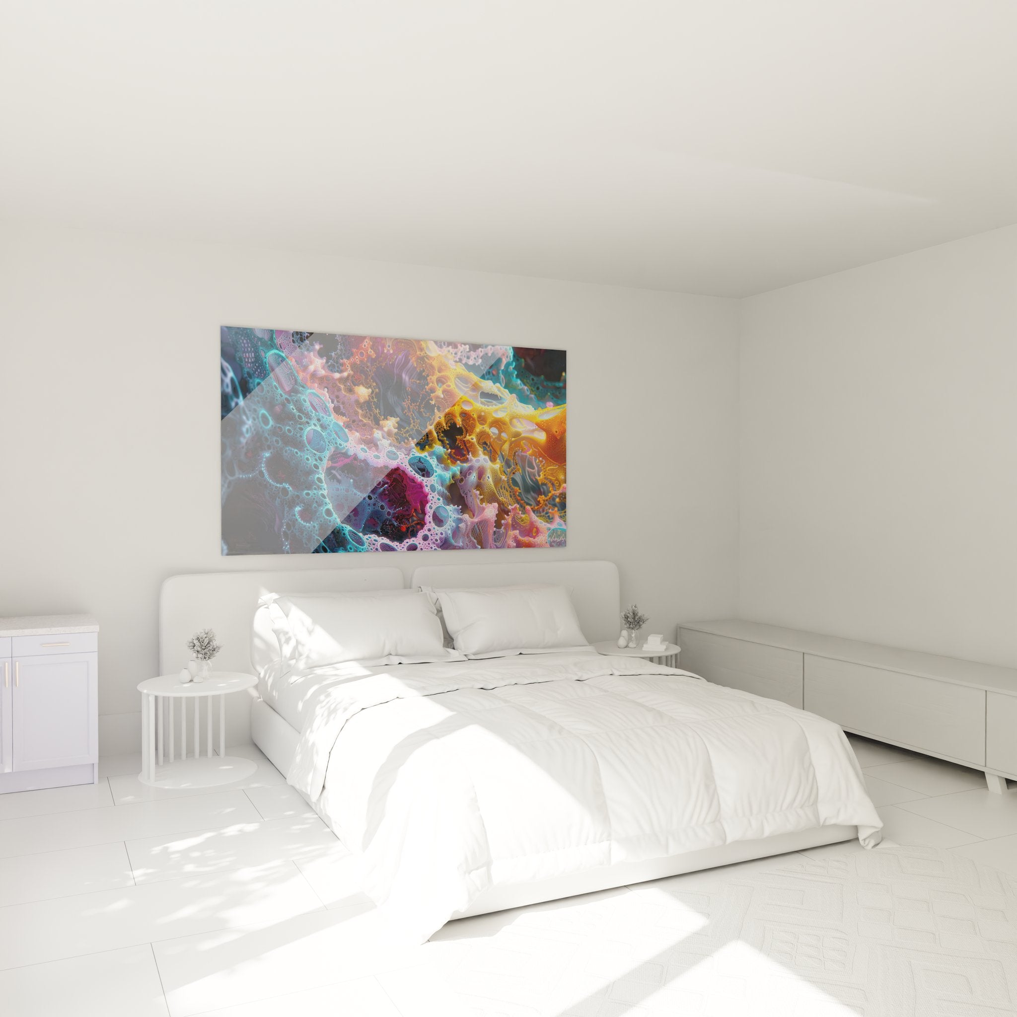 Tableau mural neuronal dans chambre moderne connexions cérébrales décoration intérieure