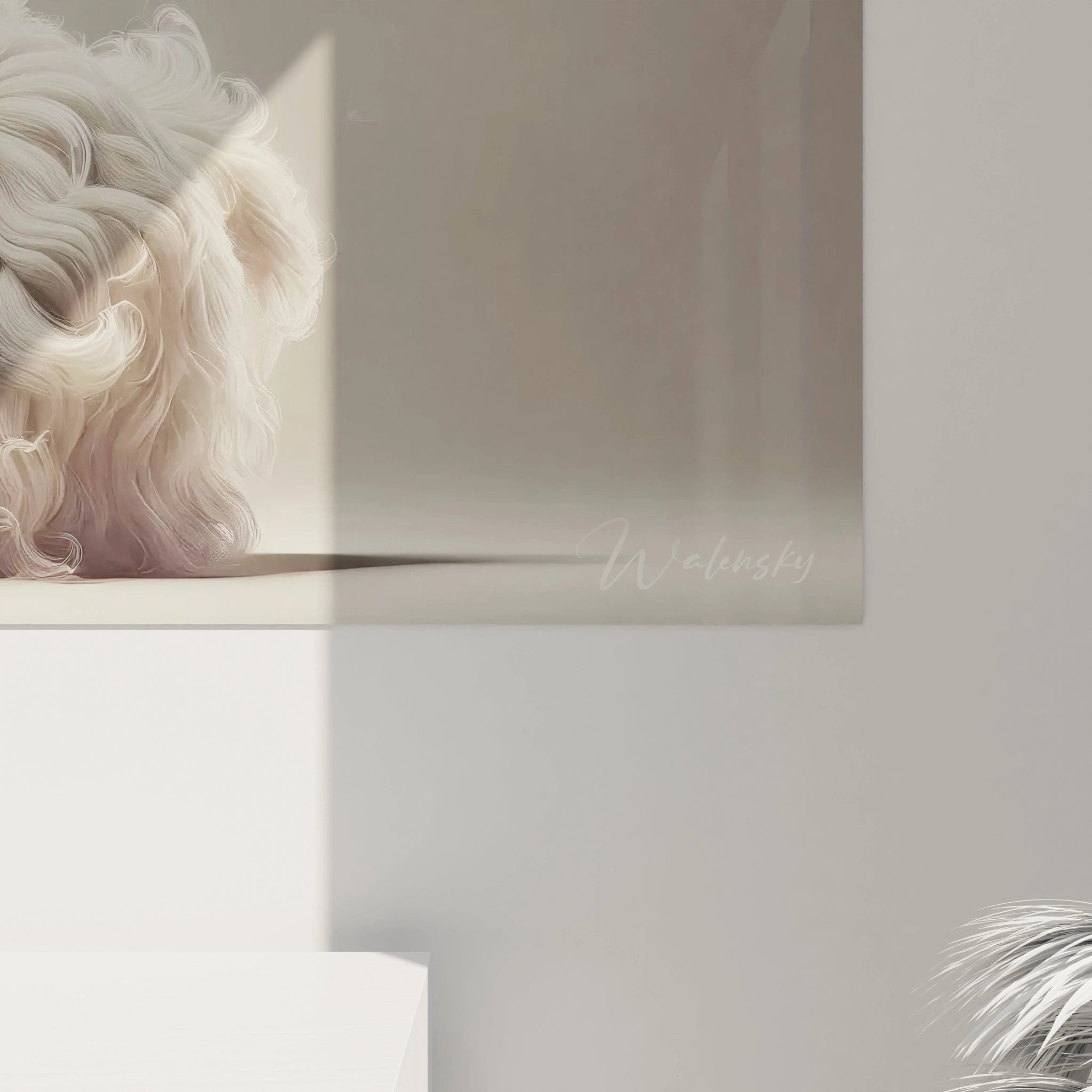 La vue de pres du tableau lama devoile la texture soyeuse et onirique du pelage. Les coups de pinceau evoquent la serenite et l’elegance de cet animal mystique.