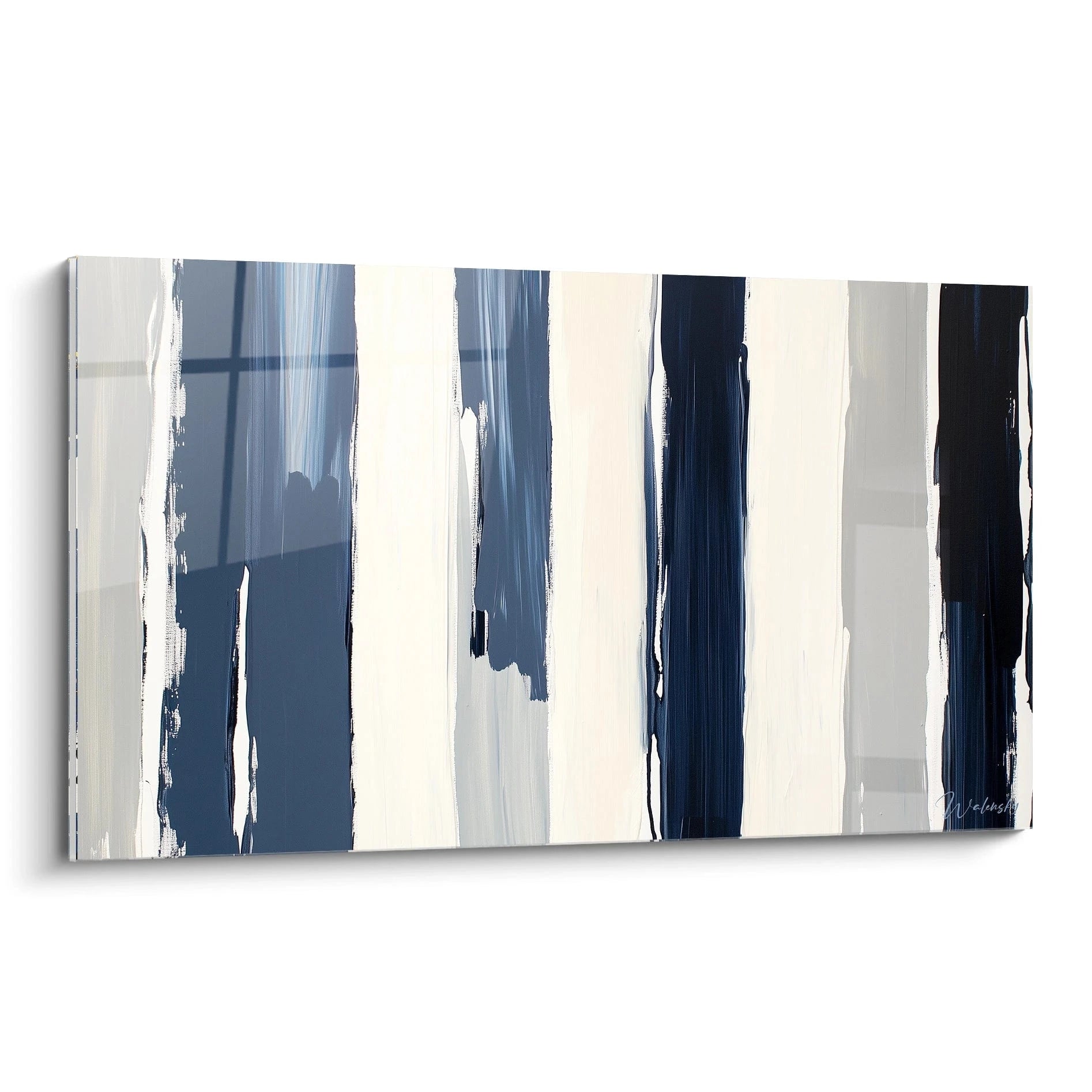 Tableau abstrait de musique en bleu et blanc par Walensky pour une décoration moderne