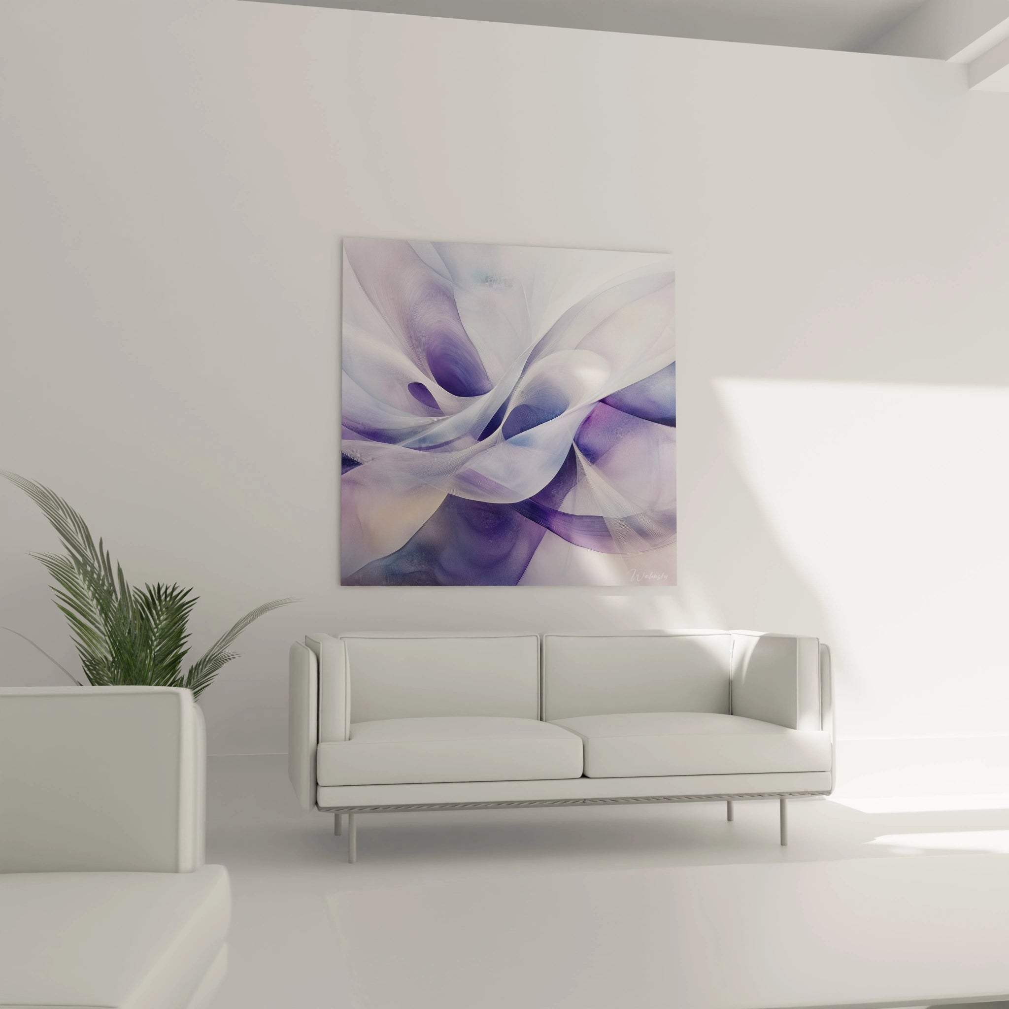 Tableau abstrait Walensky avec texture douce et couleurs mauves pour décorer votre intérieur