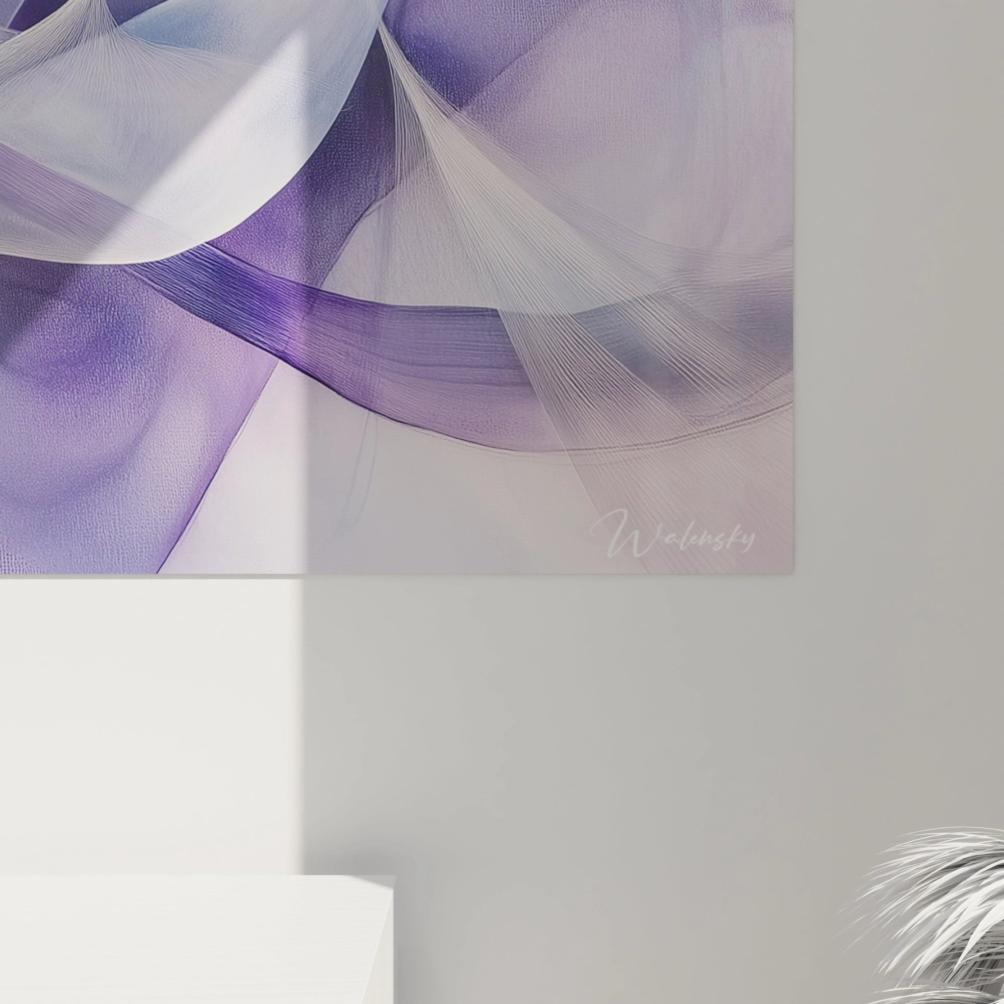 Tableau abstrait texture en dégradé violet et blanc de Walensky pour décoration moderne