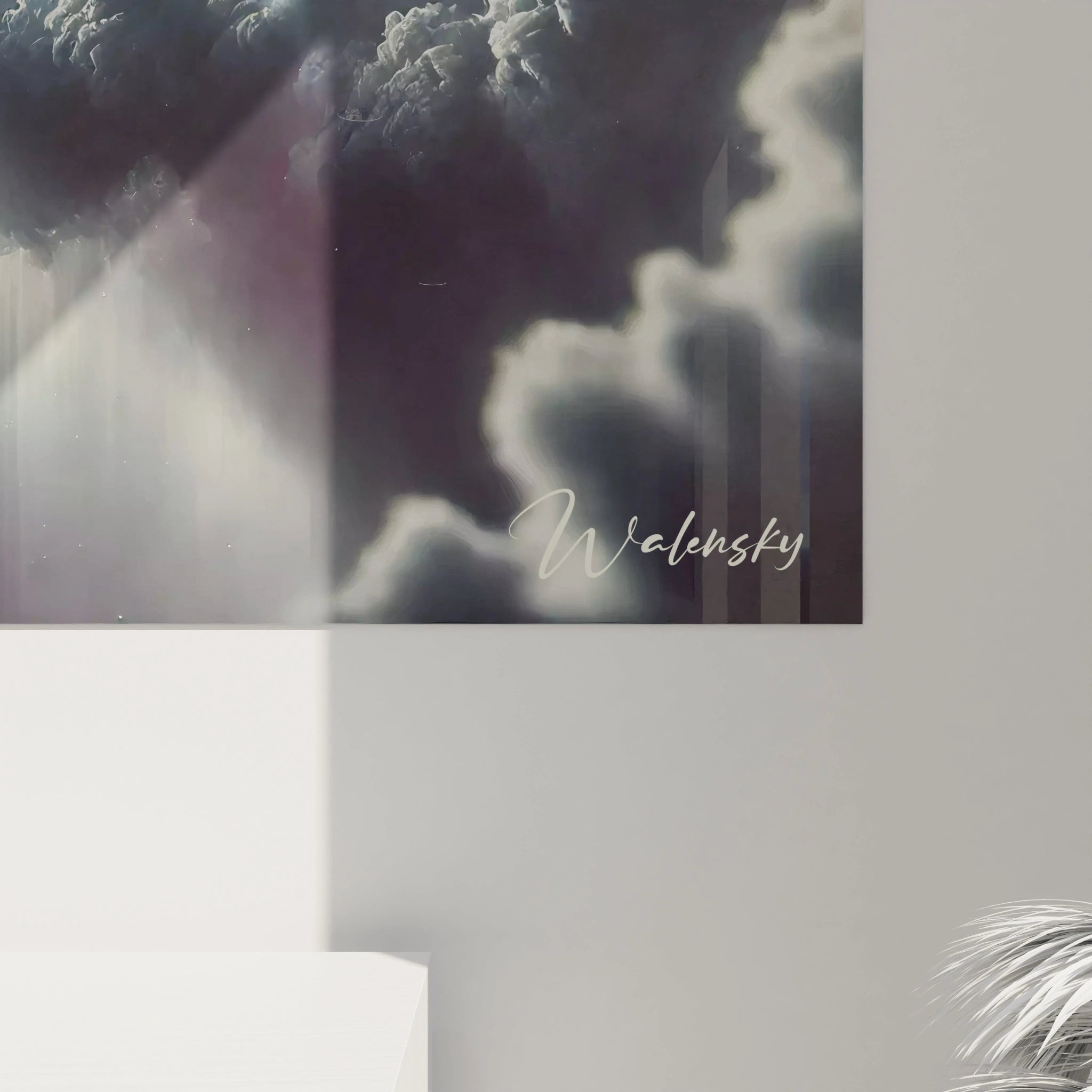 Admirez les détails captivants de ce tableau espace. Les textures des nuages et les dégradés de lumière autour de la lune révèlent une harmonie céleste et une profondeur infinie.