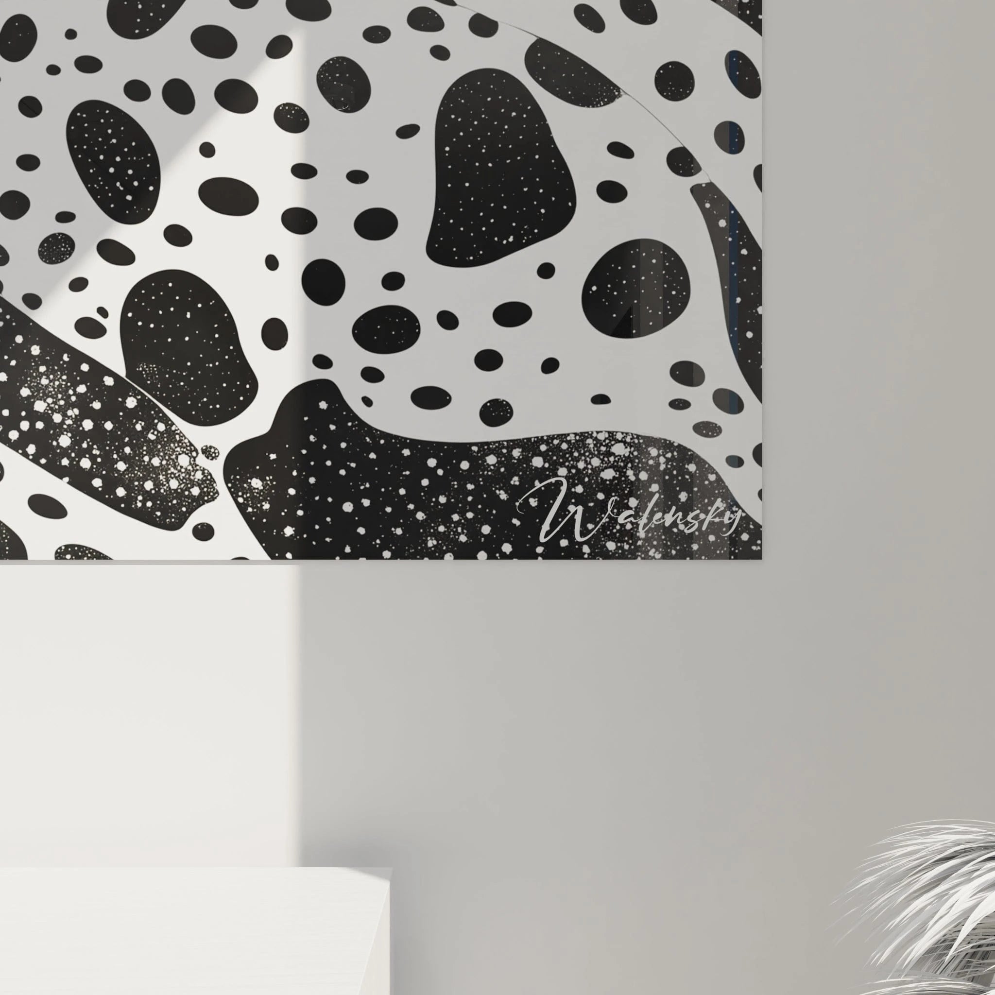 Tableau tacheté noir et blanc Walensky avec motifs abstraits pour décoration moderne