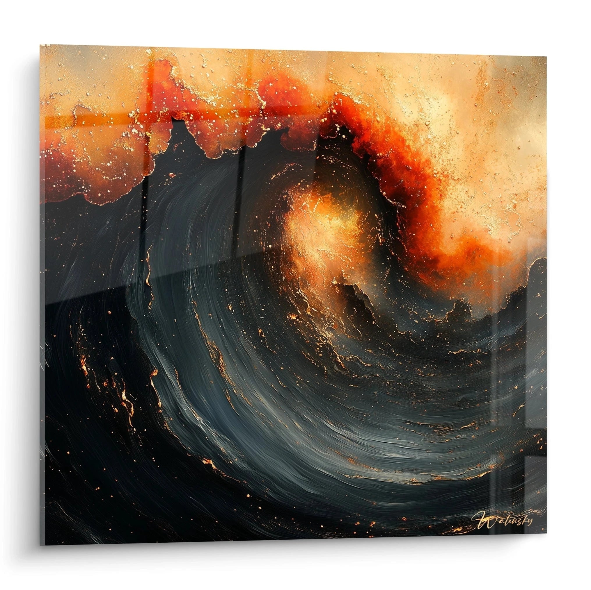 Tableau expressionniste abstrait de Walensky avec des couleurs vives et formes tourbillonnantes