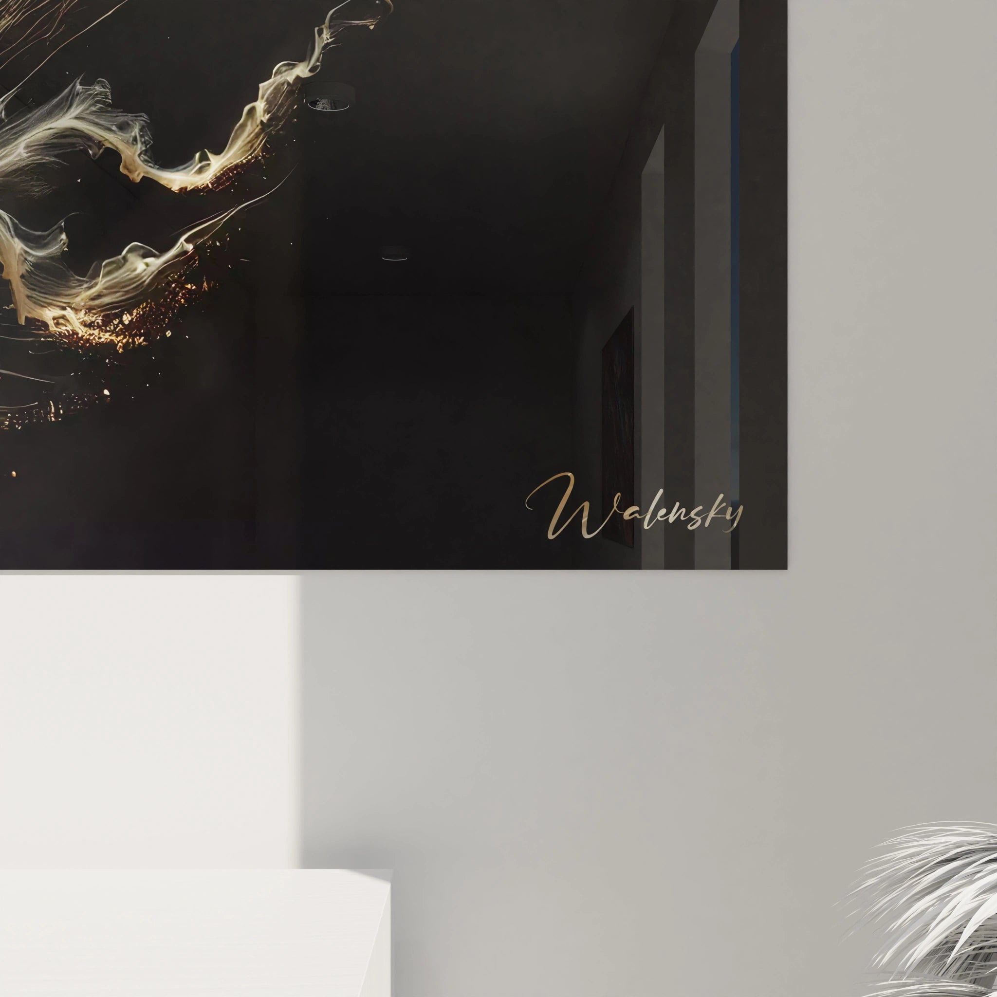 Cette vue de près du tableau méduse révèle la finesse des détails. Les tentacules ondulés et l'effet lumineux évoquent la beauté fragile des océans, captivant tous les regards.