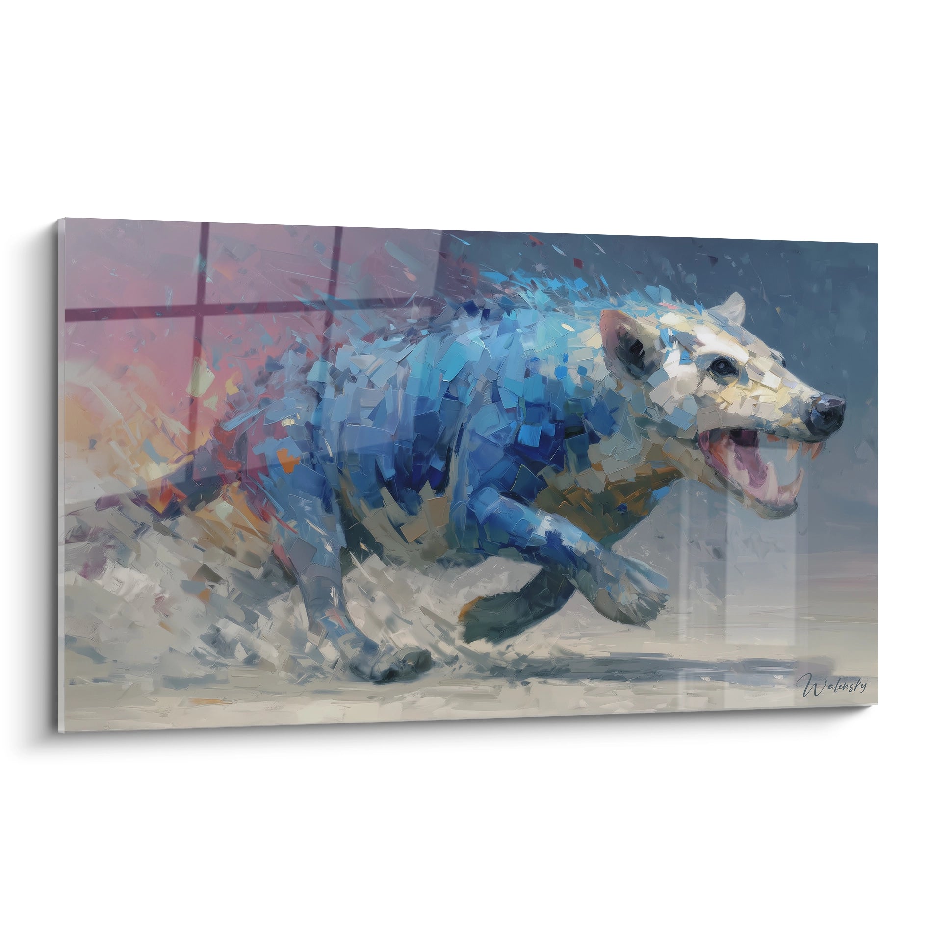 Tableau mural opossum en course style expressionniste couleurs vibrantes édition Andrewsarchus