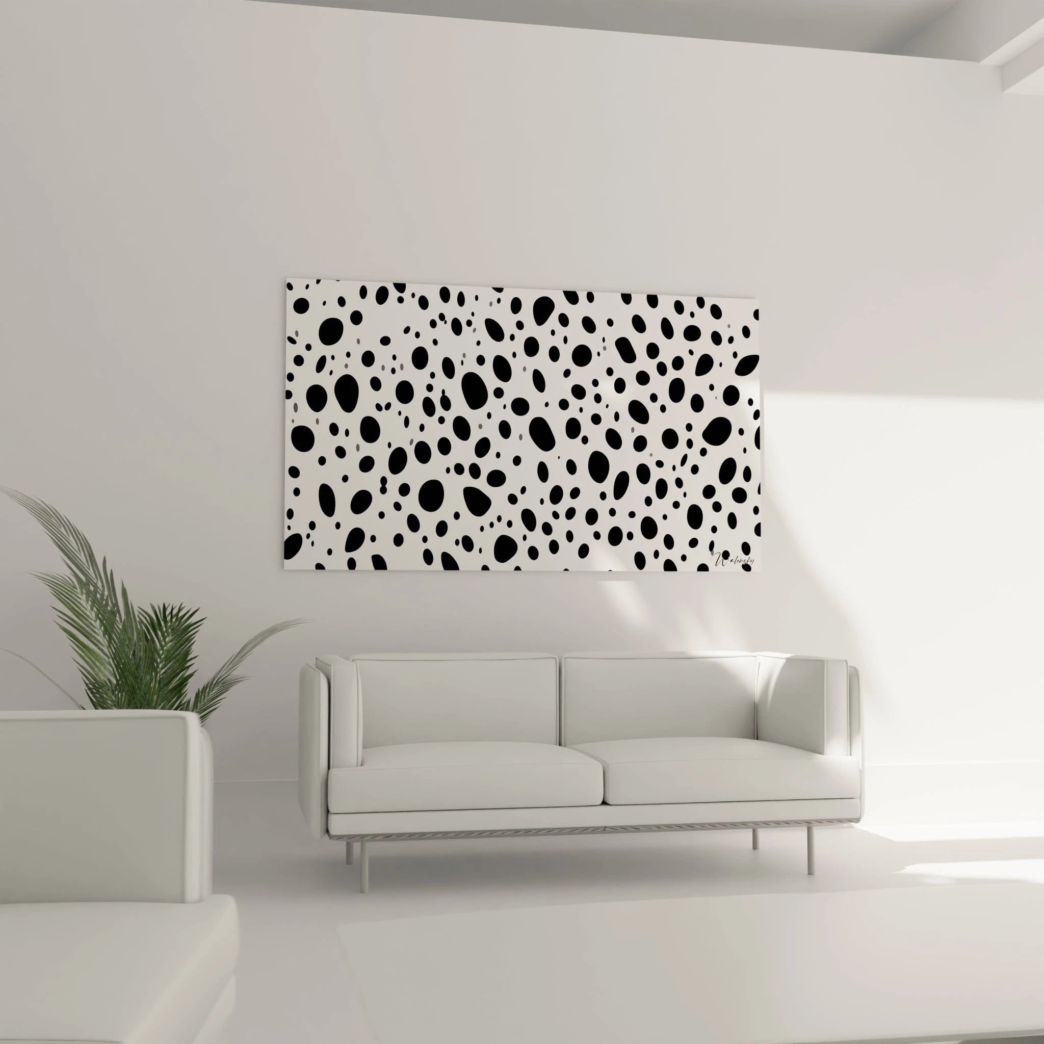 Tableau tacheté noir et blanc de Walensky pour une décoration moderne et artistique