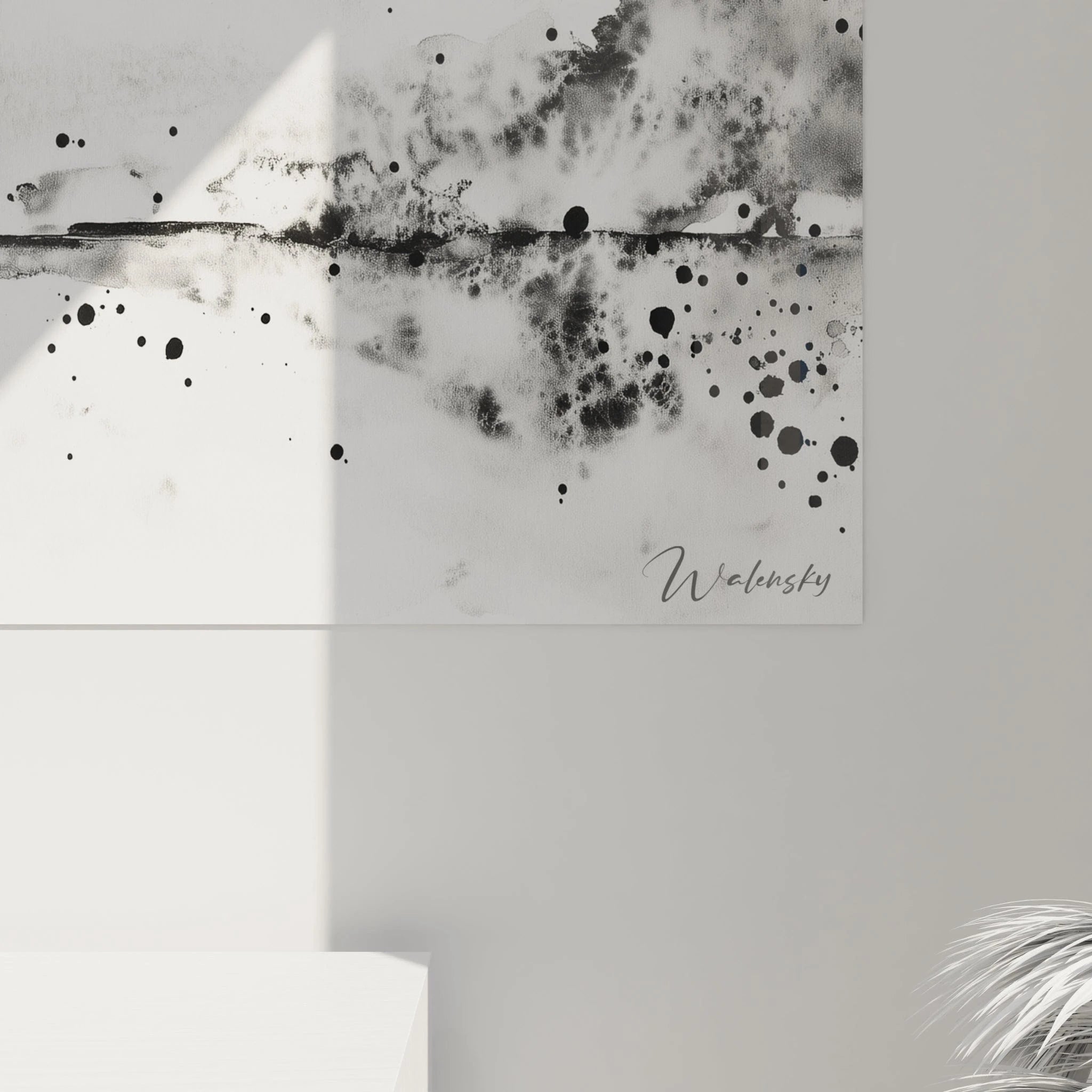 Tableau tacheté noir et blanc Walensky avec des motifs abstraits et modernes pour décoration intérieure